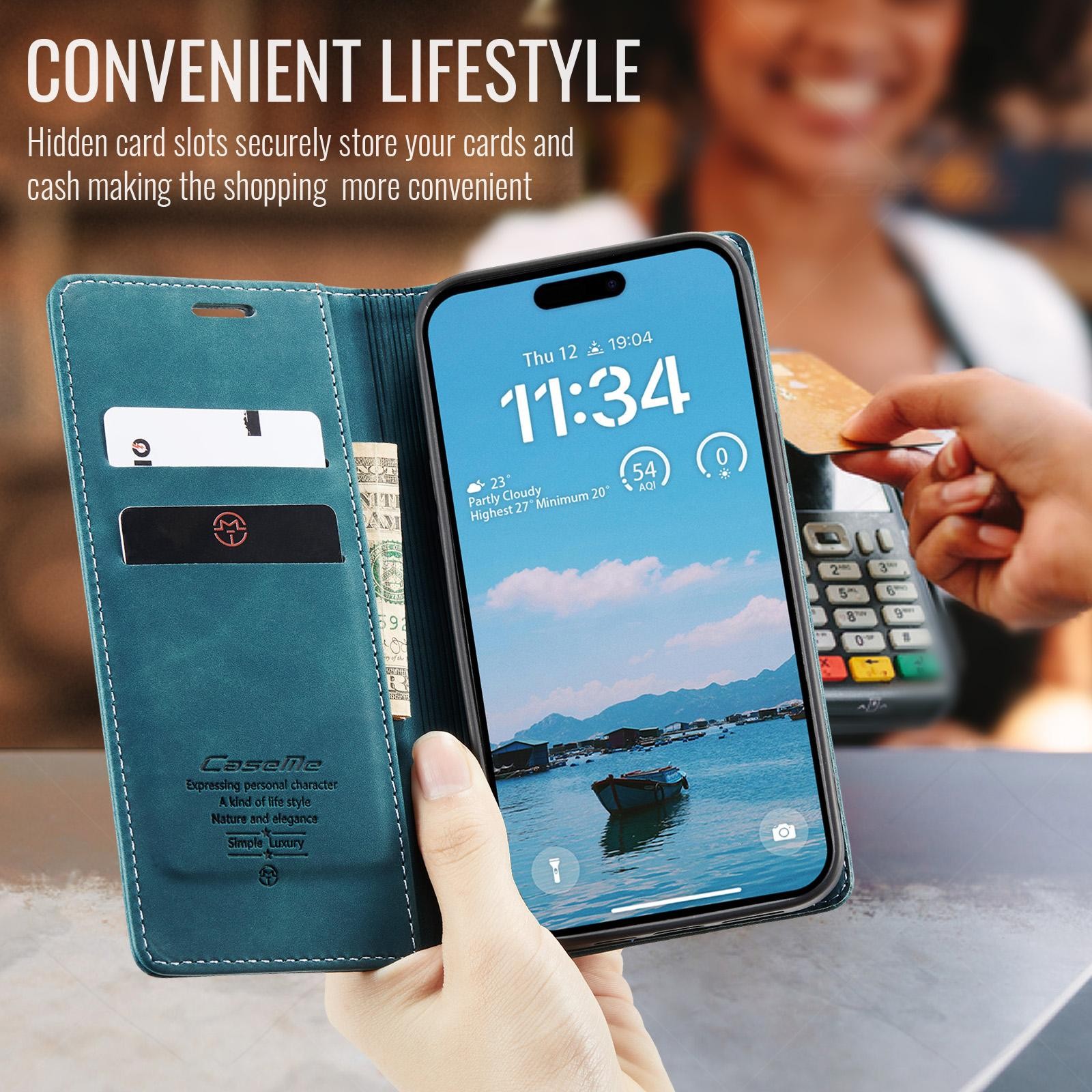 CaseMe 013 iPhone 17 Air Retro Leather Θήκη Βιβλίο -Blue