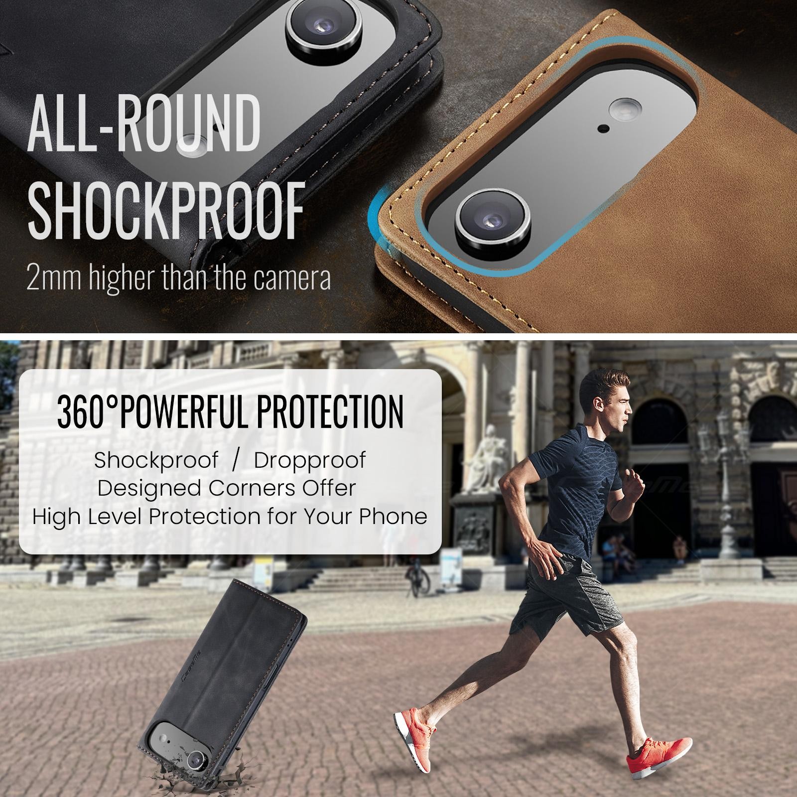 CaseMe 013 iPhone 17 Air Retro Leather Θήκη Βιβλίο -Black