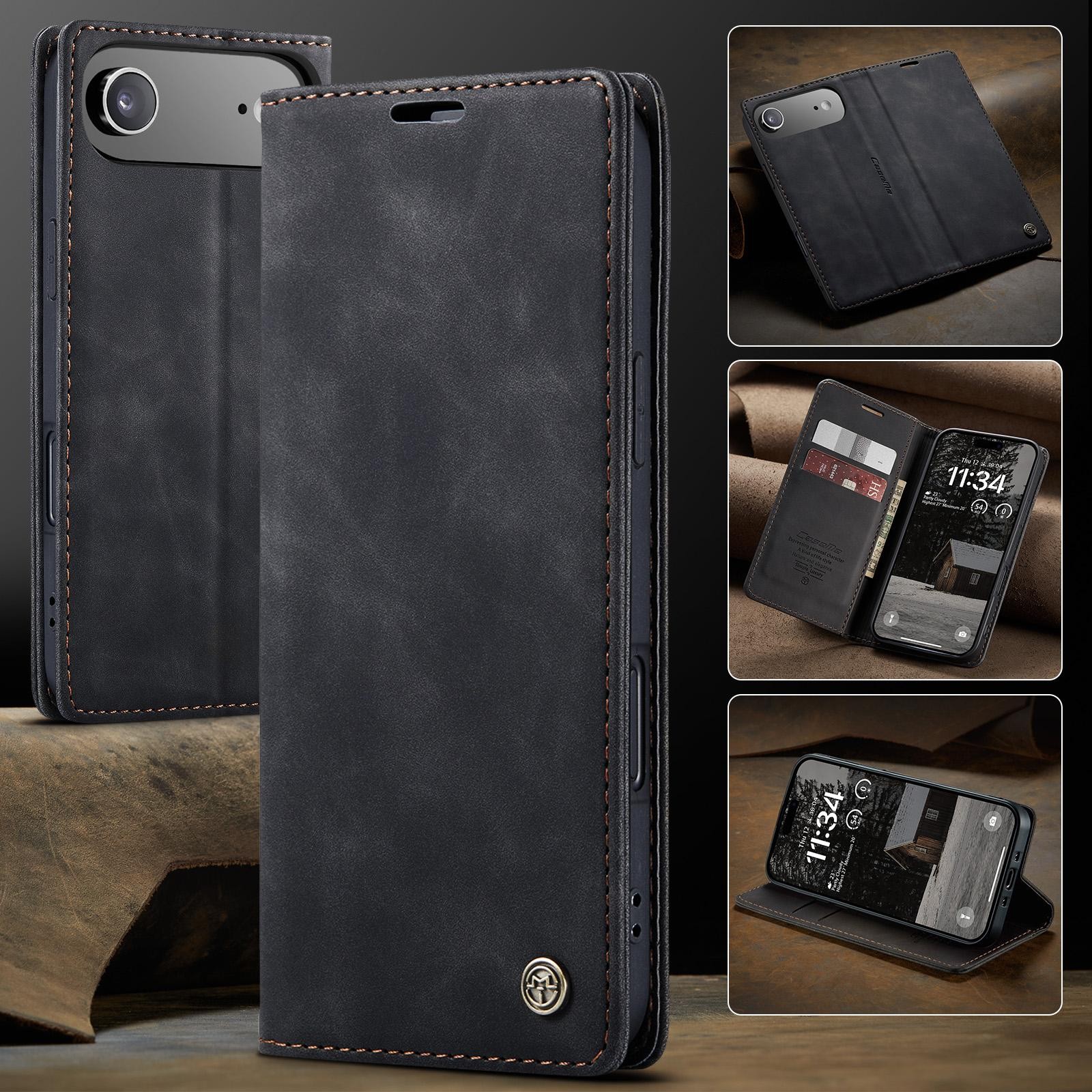 CaseMe 013 iPhone 17 Air Retro Leather Θήκη Βιβλίο -Black