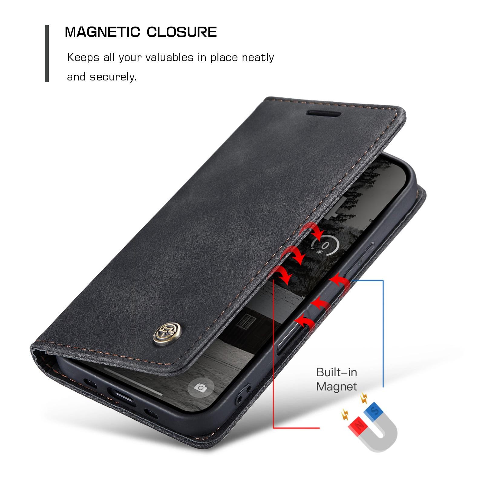 CaseMe 013 iPhone 17 Air Retro Leather Θήκη Βιβλίο -Black