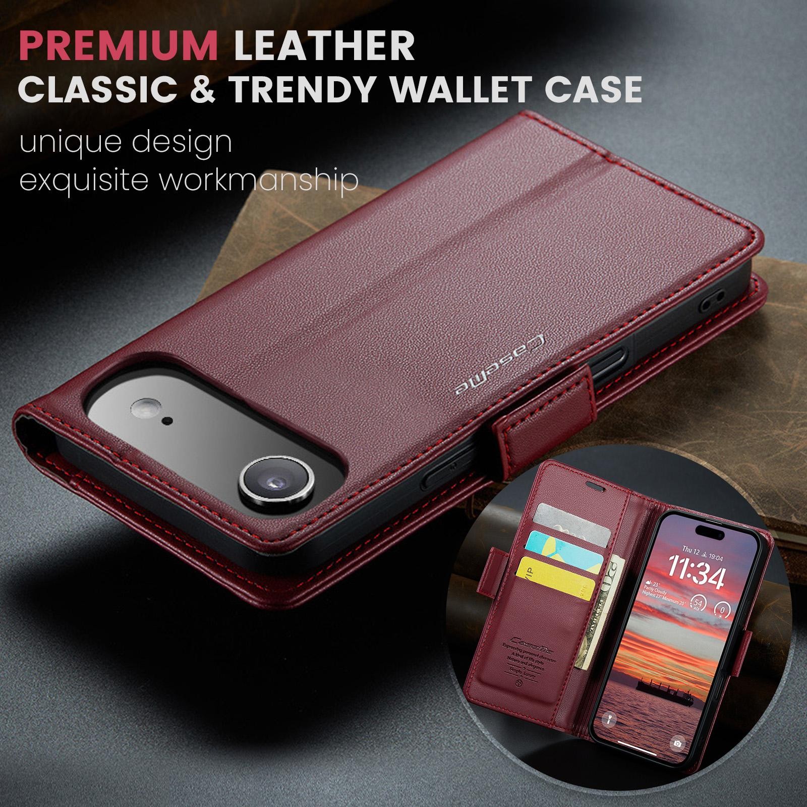 CaseMe 023 iPhone 17 Air RFID Θήκη Πορτοφόλι Δερμάτινη – Red