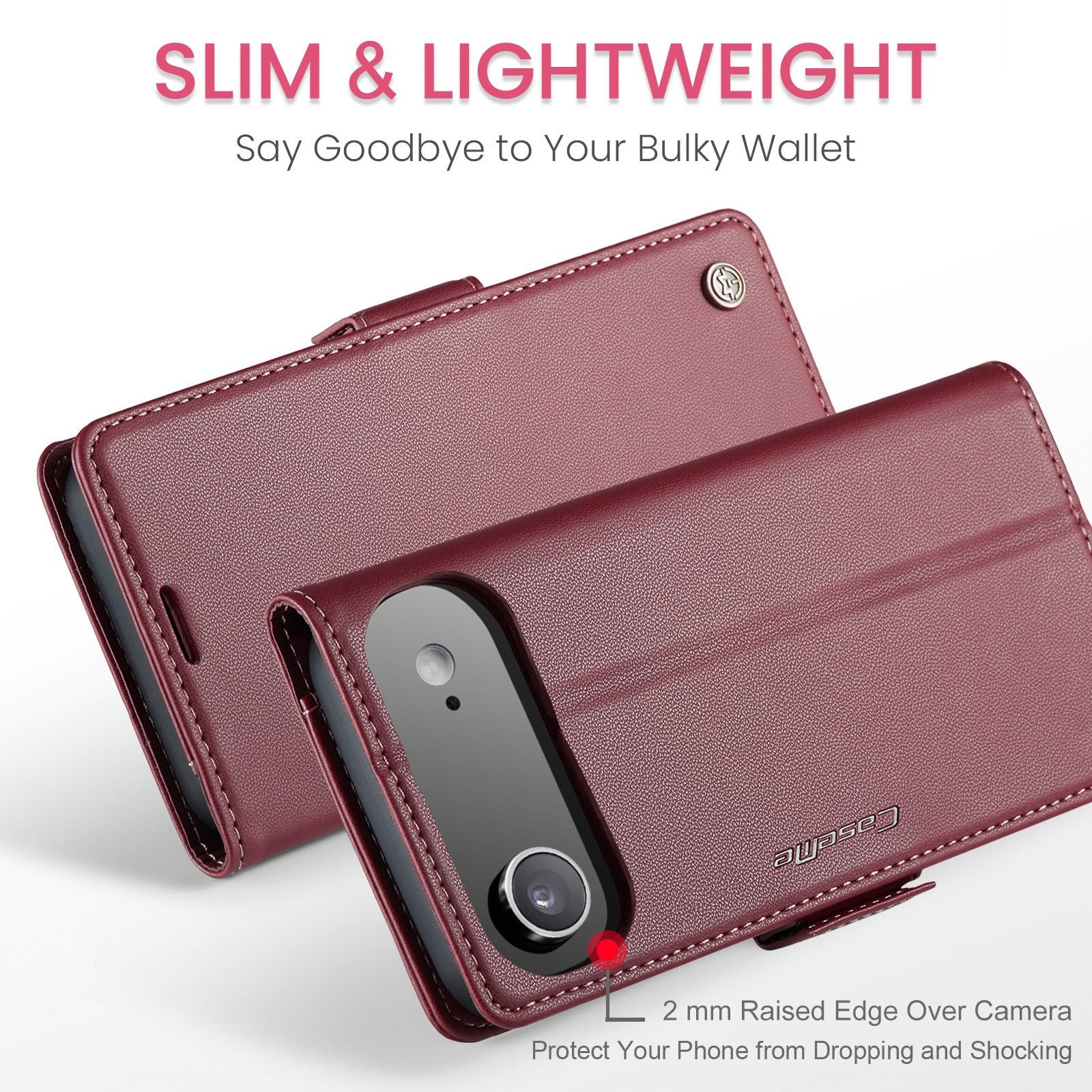 CaseMe 023 iPhone 17 Air RFID Θήκη Πορτοφόλι Δερμάτινη – Red