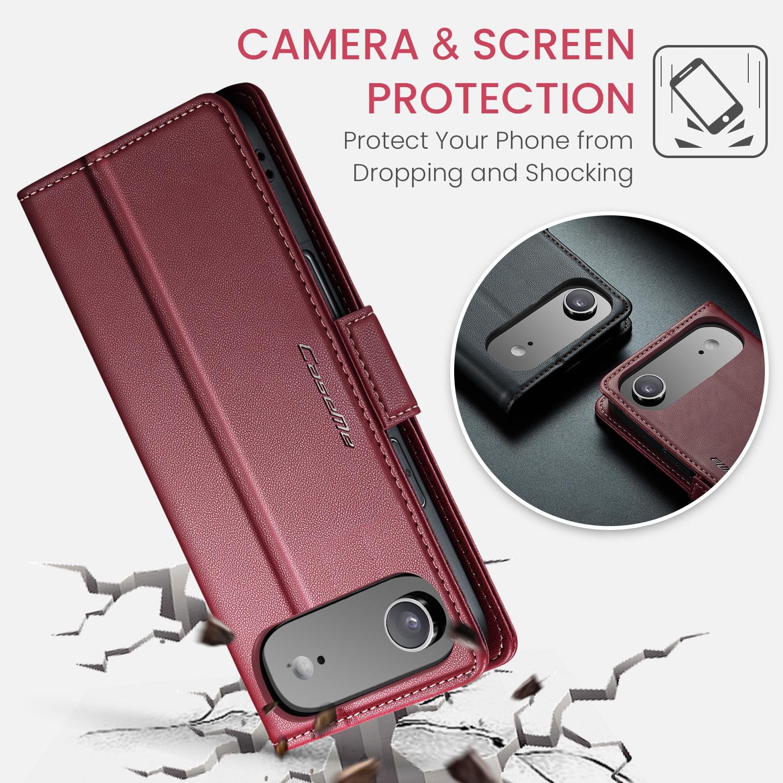 CaseMe 023 iPhone 17 Air RFID Θήκη Πορτοφόλι Δερμάτινη – Red