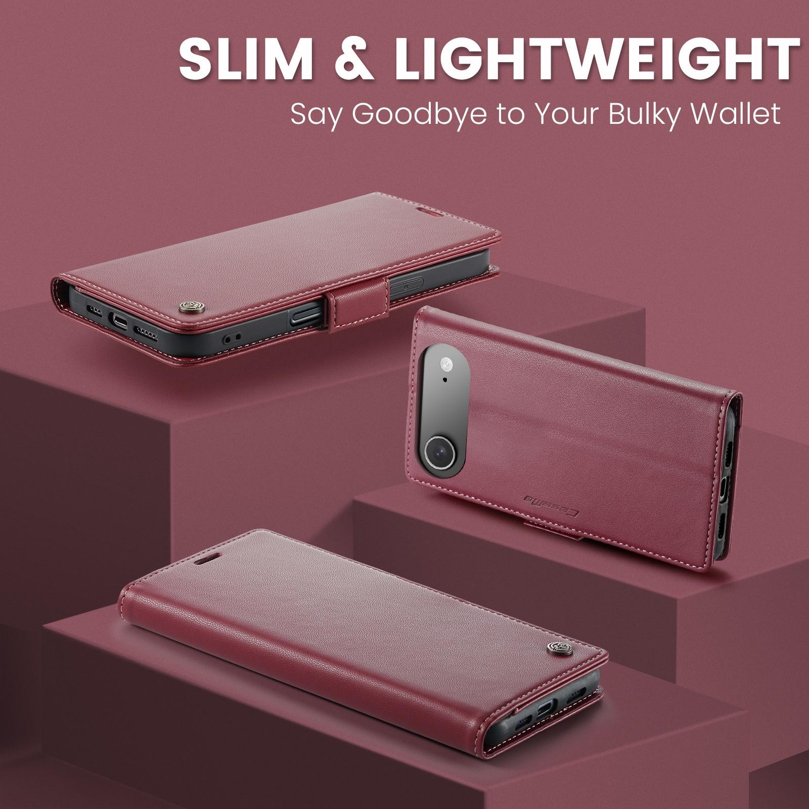 CaseMe 023 iPhone 17 Air RFID Θήκη Πορτοφόλι Δερμάτινη – Red