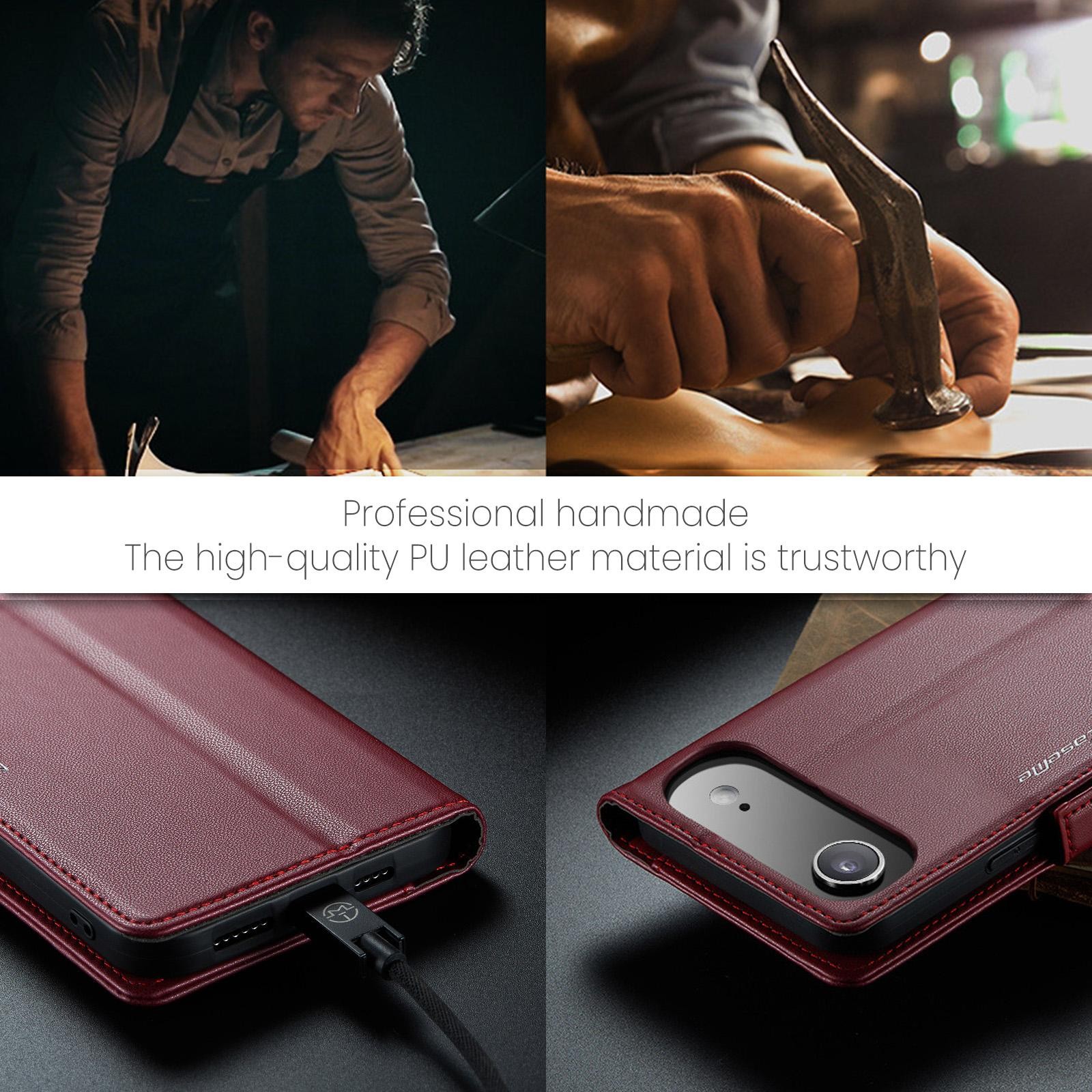 CaseMe 023 iPhone 17 Air RFID Θήκη Πορτοφόλι Δερμάτινη – Red