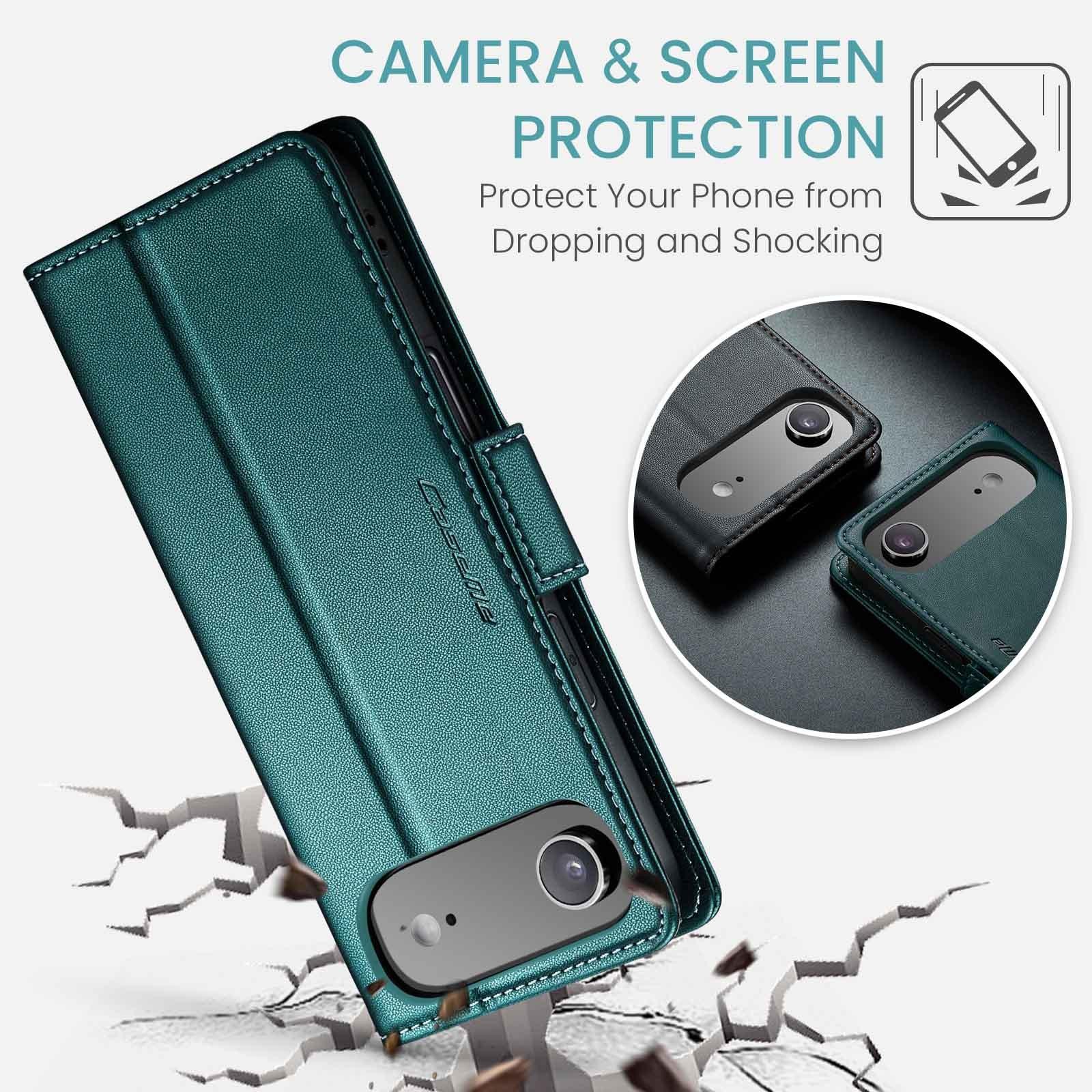 CaseMe 023 iPhone 17 Air RFID Θήκη Πορτοφόλι Δερμάτινη –Green