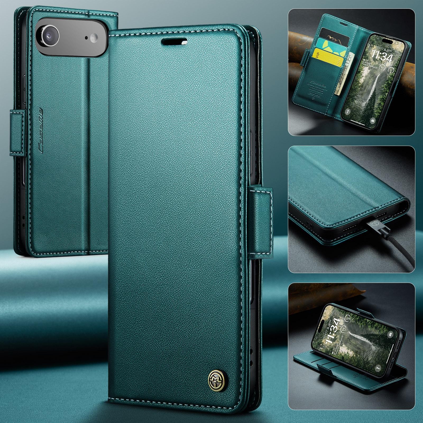 CaseMe 023 iPhone 17 Air RFID Θήκη Πορτοφόλι Δερμάτινη –Green