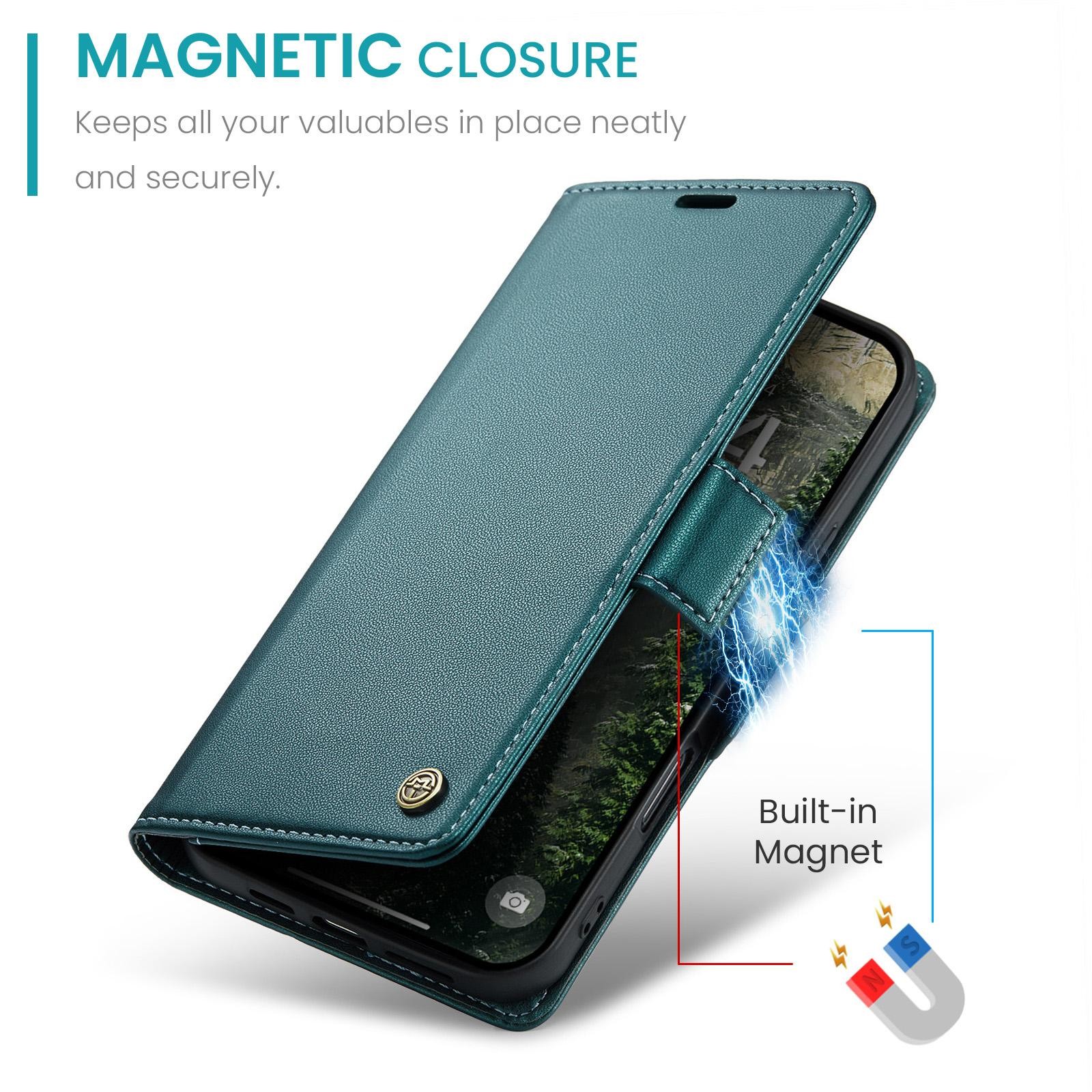 CaseMe 023 iPhone 17 Air RFID Θήκη Πορτοφόλι Δερμάτινη –Green