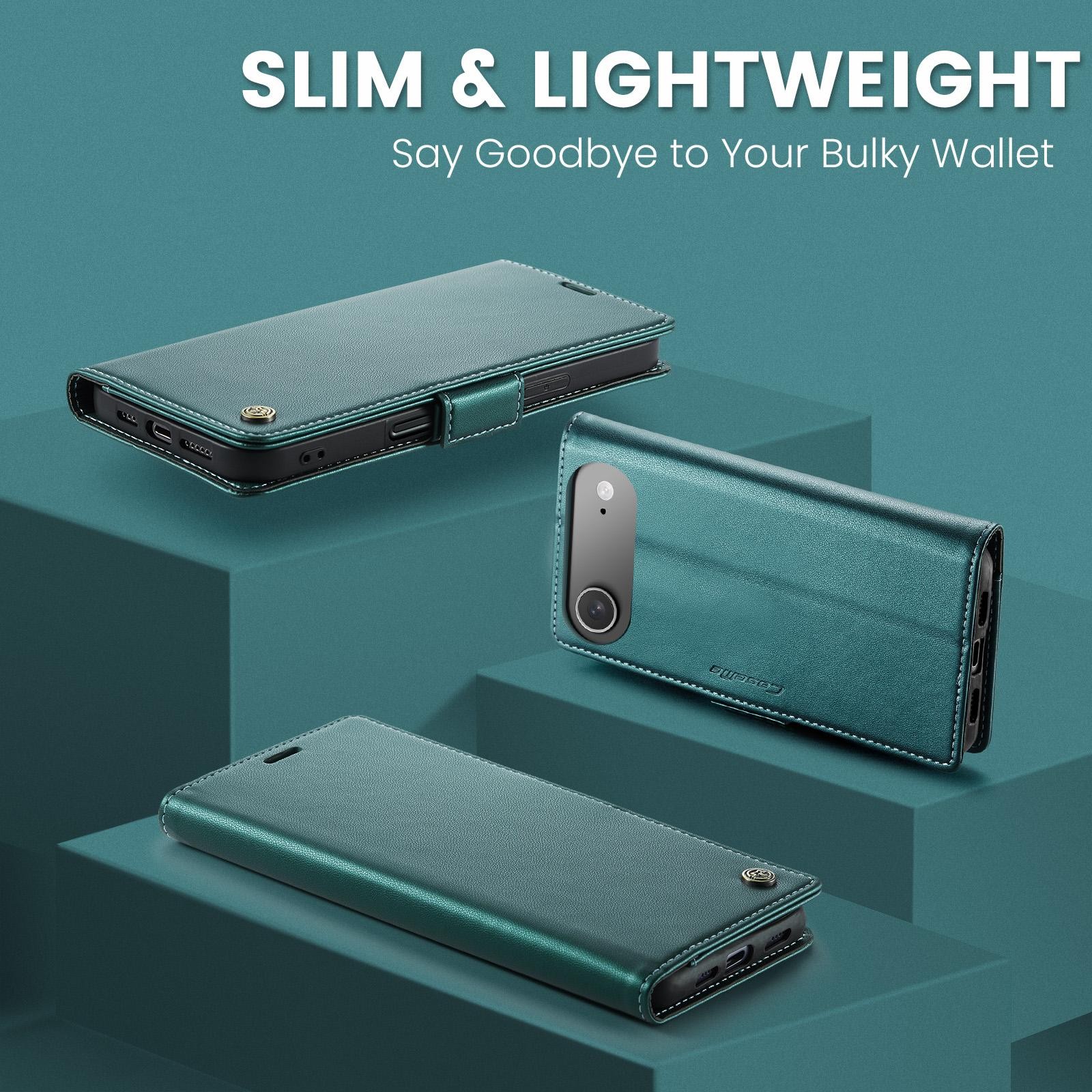CaseMe 023 iPhone 17 Air RFID Θήκη Πορτοφόλι Δερμάτινη –Green