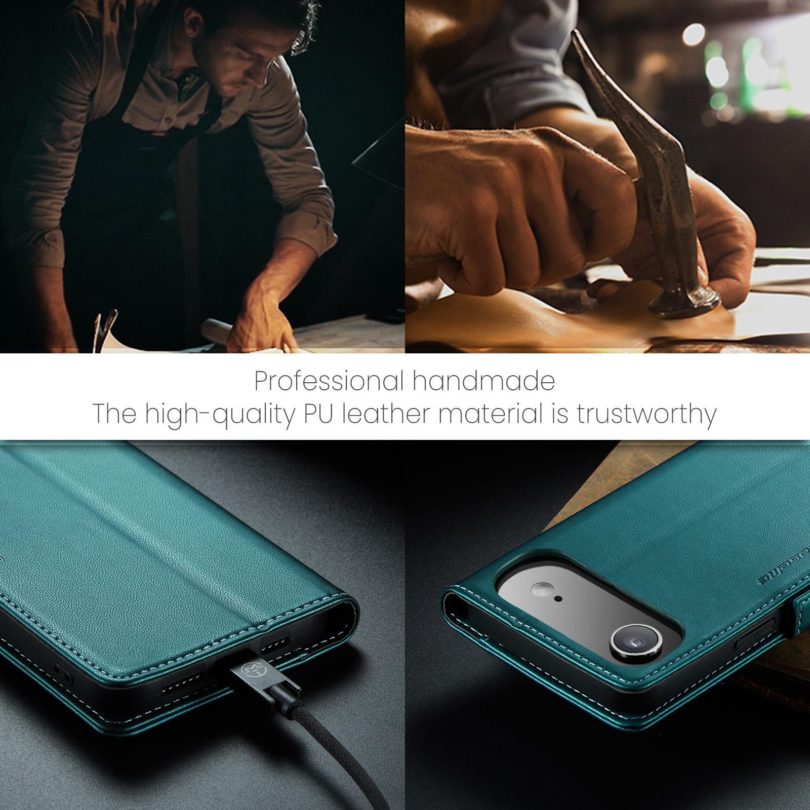 CaseMe 023 iPhone 17 Air RFID Θήκη Πορτοφόλι Δερμάτινη –Green