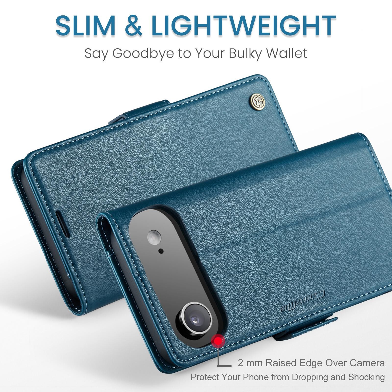 CaseMe 023 iPhone 17 Air RFID Θήκη Πορτοφόλι Δερμάτινη –Blue