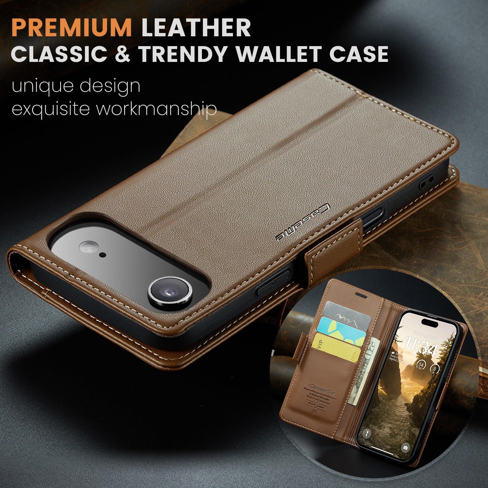 CaseMe 023 iPhone 17 Air RFID Θήκη Πορτοφόλι Δερμάτινη –Brown