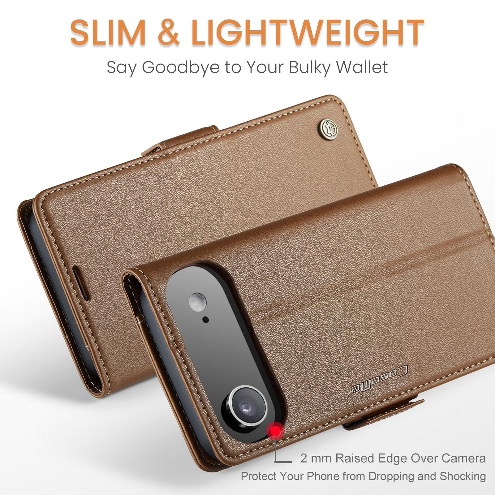 CaseMe 023 iPhone 17 Air RFID Θήκη Πορτοφόλι Δερμάτινη –Brown