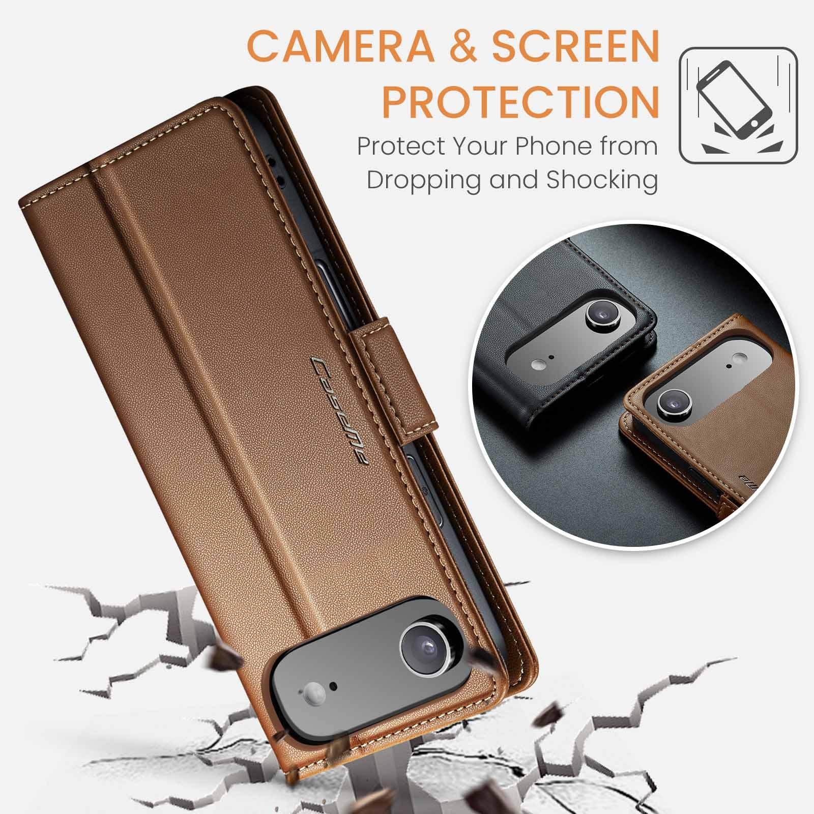 CaseMe 023 iPhone 17 Air RFID Θήκη Πορτοφόλι Δερμάτινη –Brown