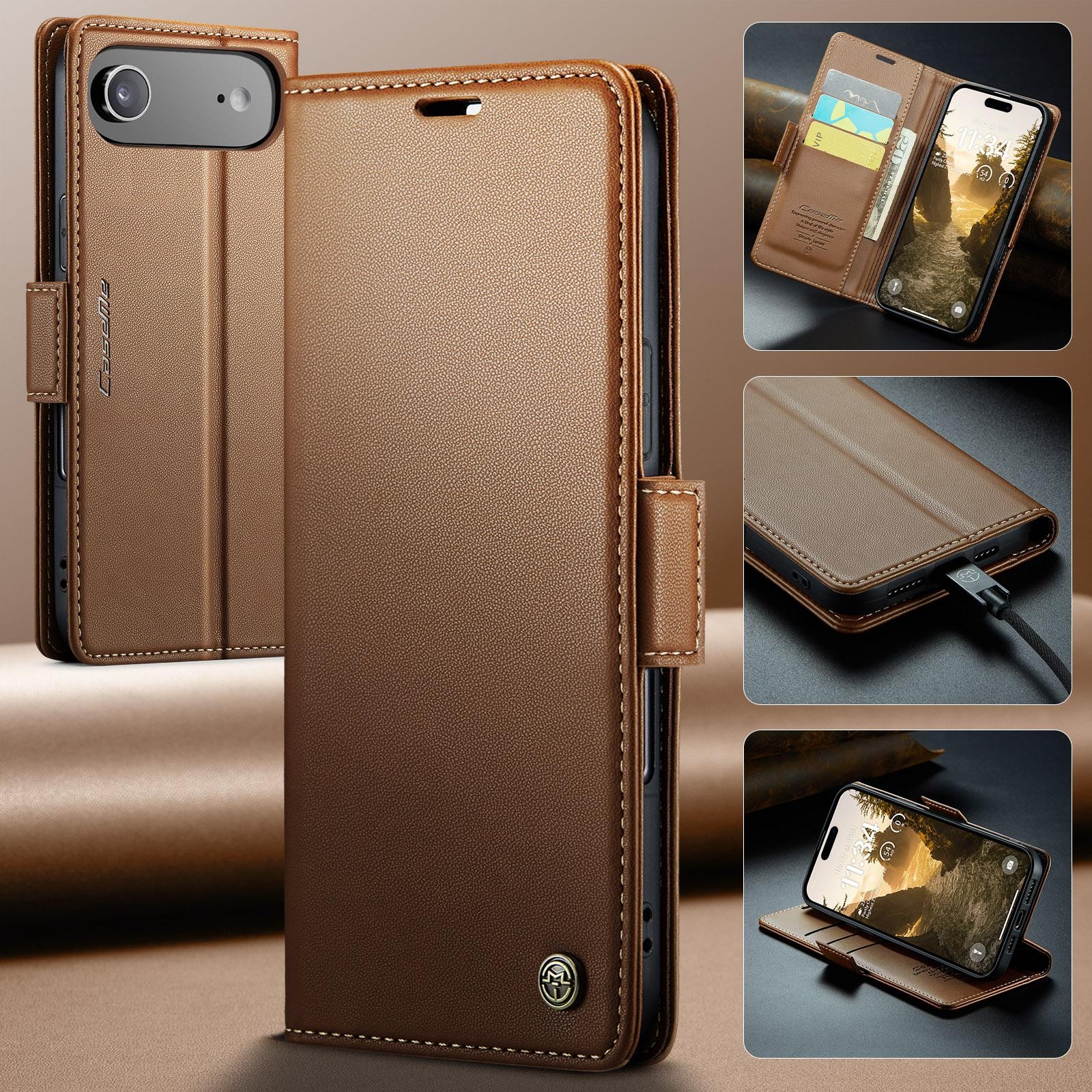 CaseMe 023 iPhone 17 Air RFID Θήκη Πορτοφόλι Δερμάτινη –Brown