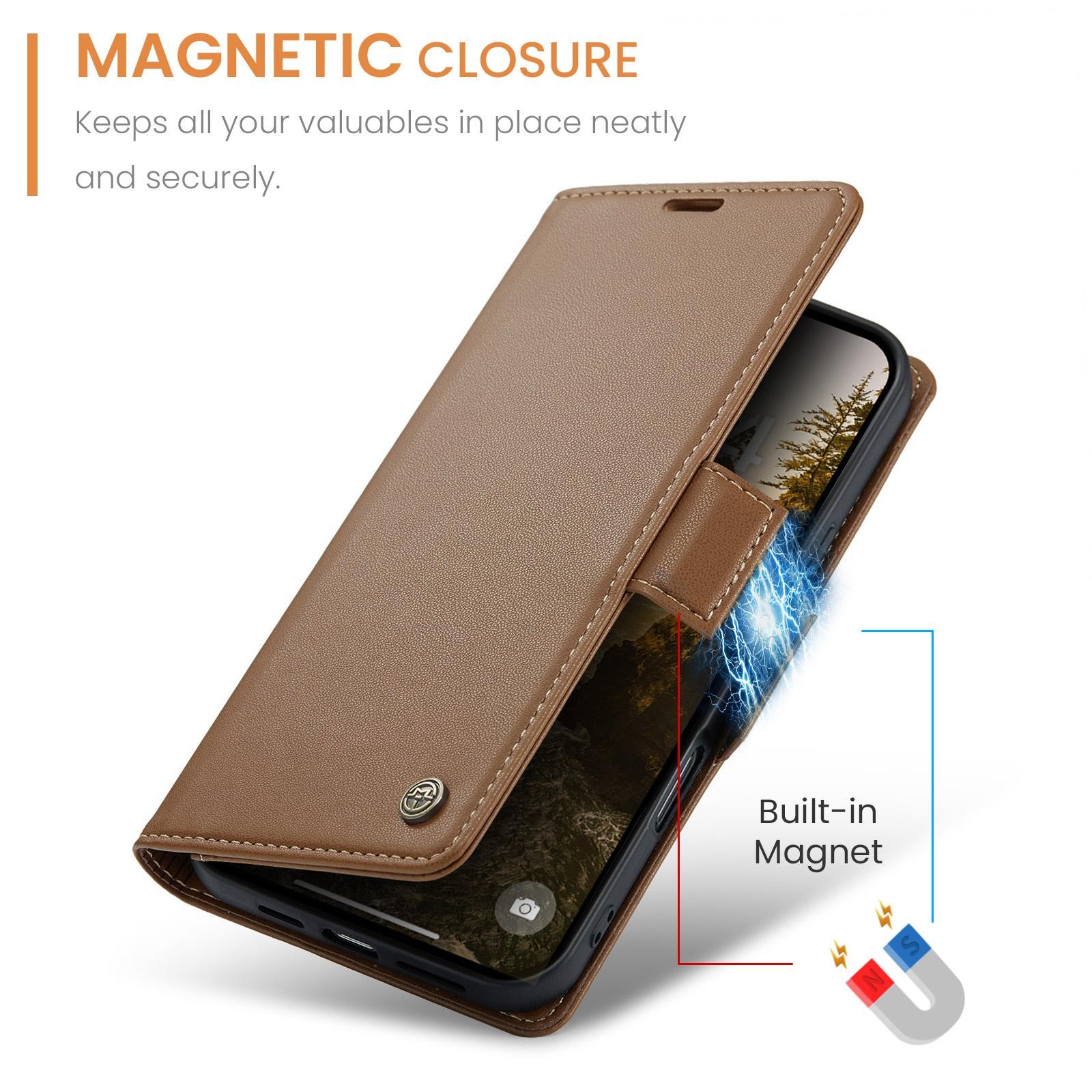 CaseMe 023 iPhone 17 Air RFID Θήκη Πορτοφόλι Δερμάτινη –Brown