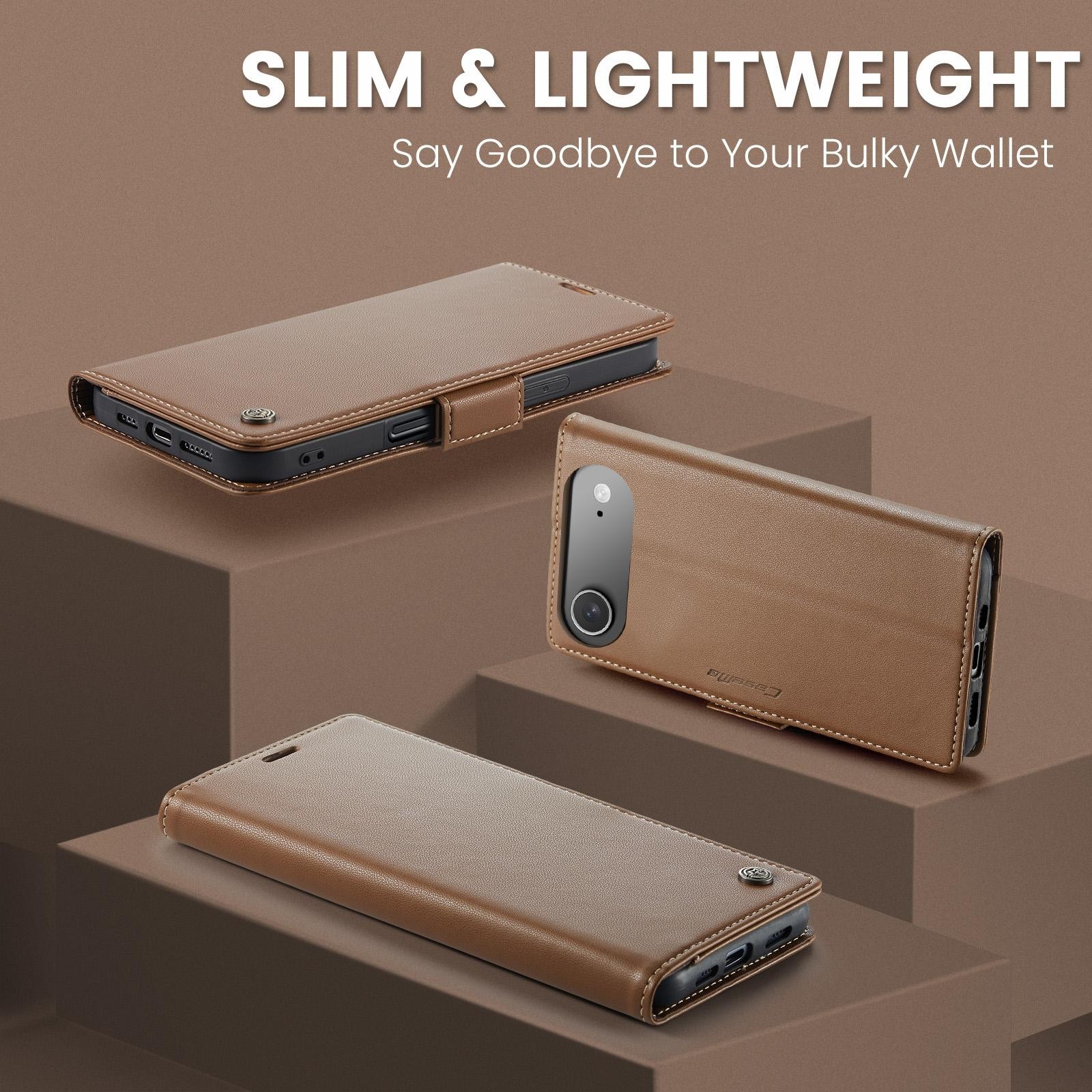 CaseMe 023 iPhone 17 Air RFID Θήκη Πορτοφόλι Δερμάτινη –Brown