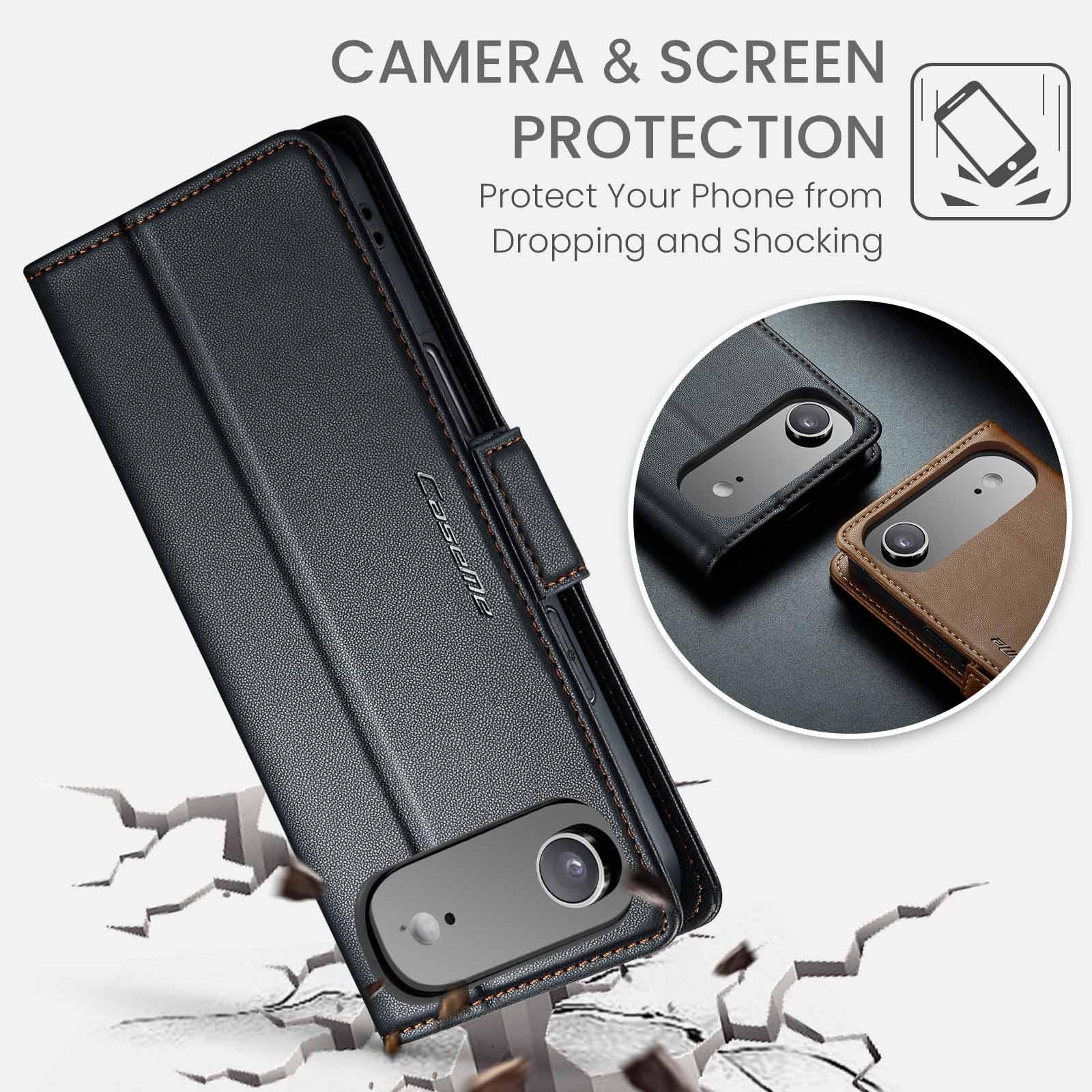 CaseMe 023 iPhone 17 Air RFID Θήκη Πορτοφόλι Δερμάτινη – Black