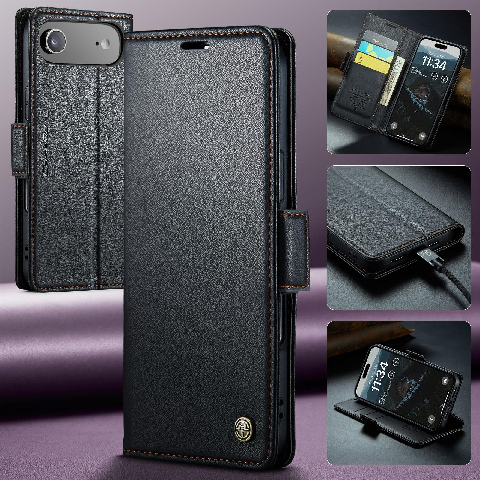 CaseMe 023 iPhone 17 Air RFID Θήκη Πορτοφόλι Δερμάτινη – Black