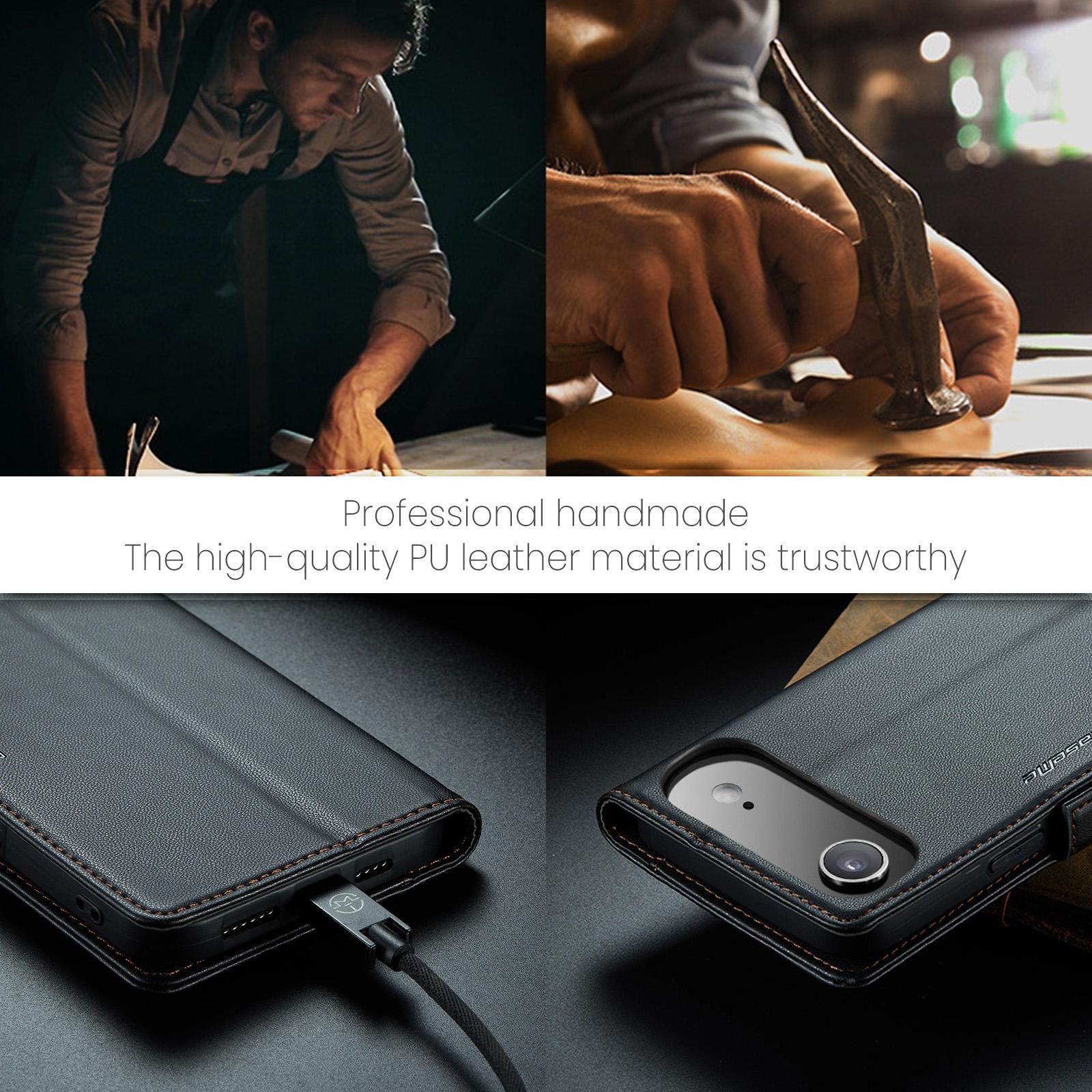 CaseMe 023 iPhone 17 Air RFID Θήκη Πορτοφόλι Δερμάτινη – Black