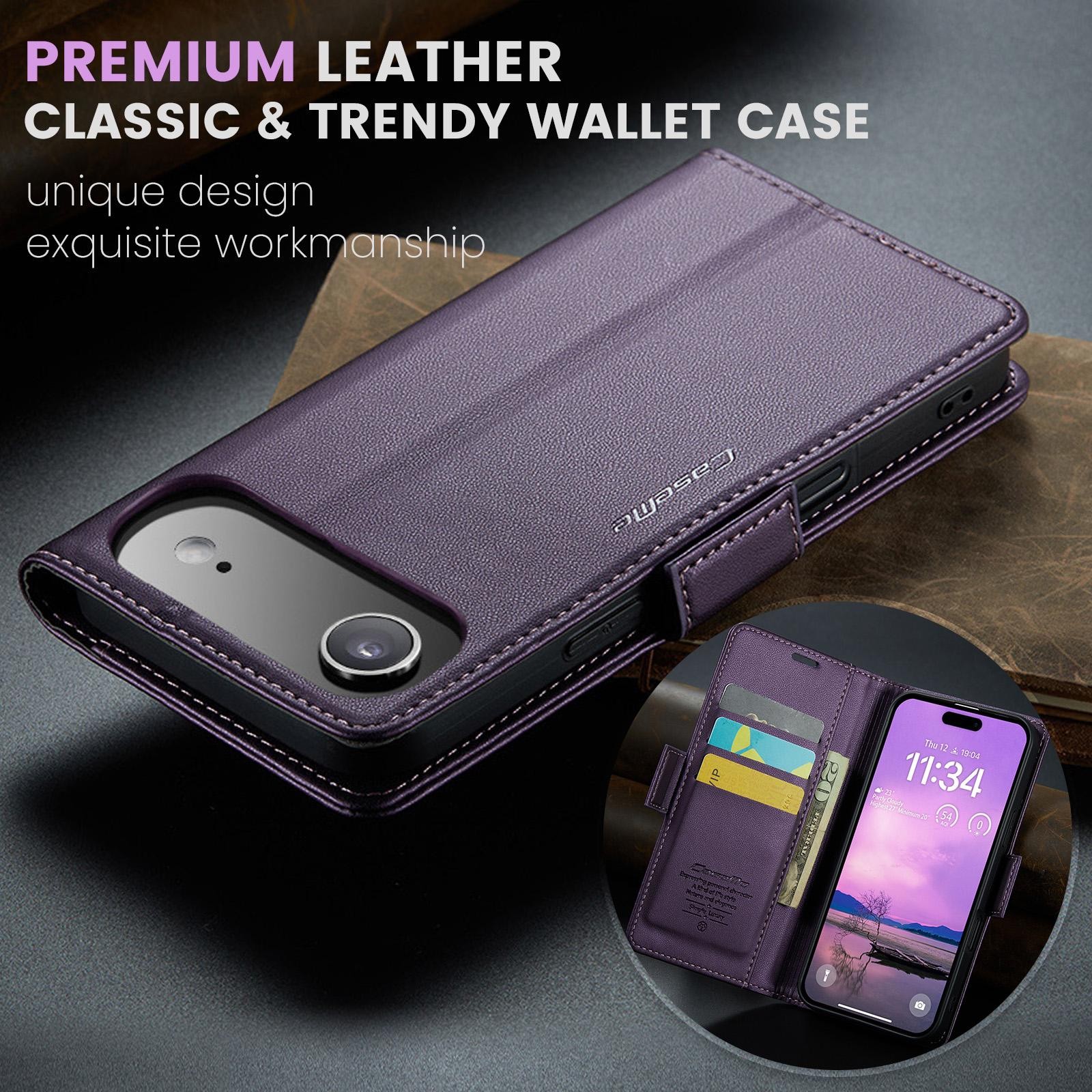 CaseMe 023 iPhone 17 Air RFID Θήκη Πορτοφόλι Δερμάτινη – Purple