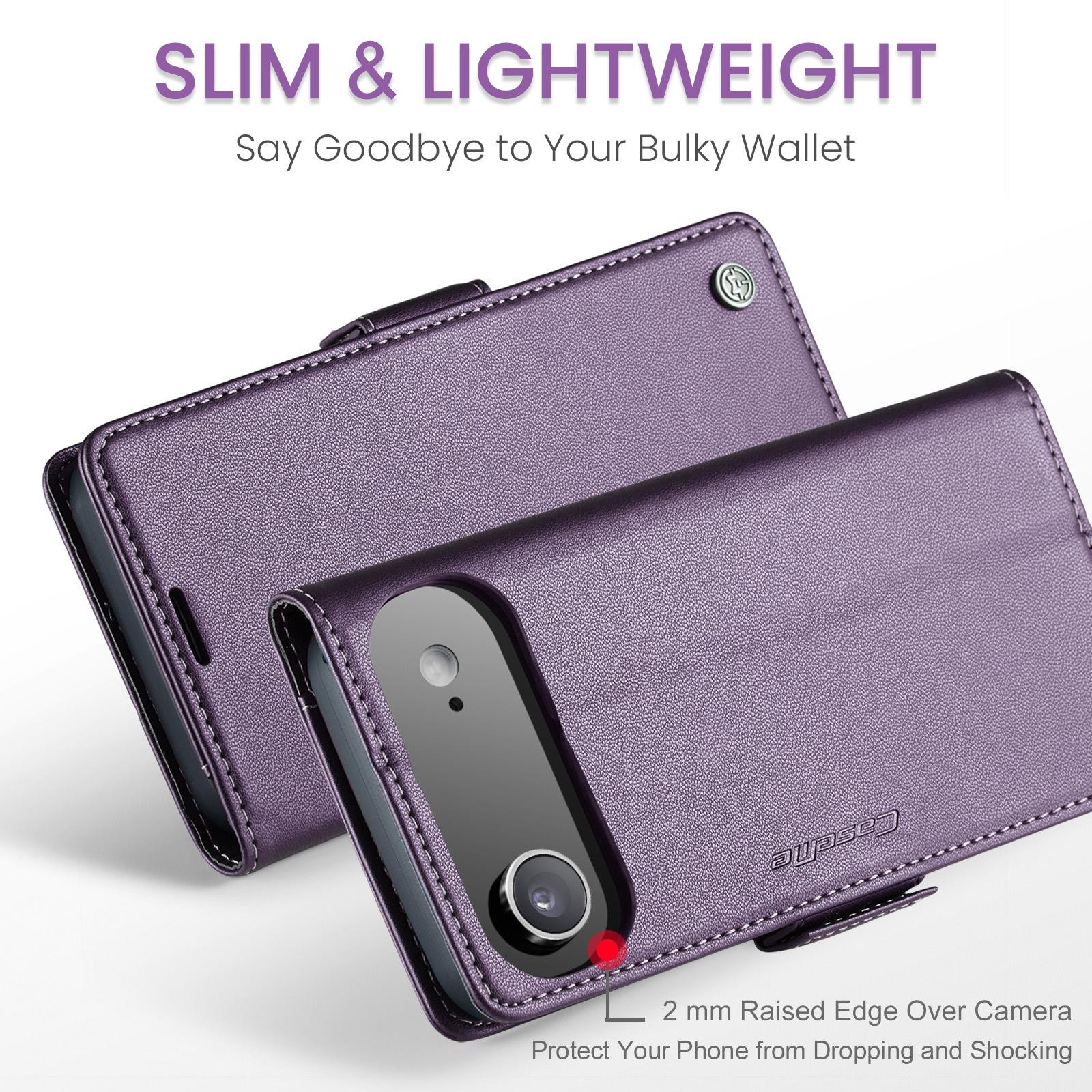 CaseMe 023 iPhone 17 Air RFID Θήκη Πορτοφόλι Δερμάτινη – Purple