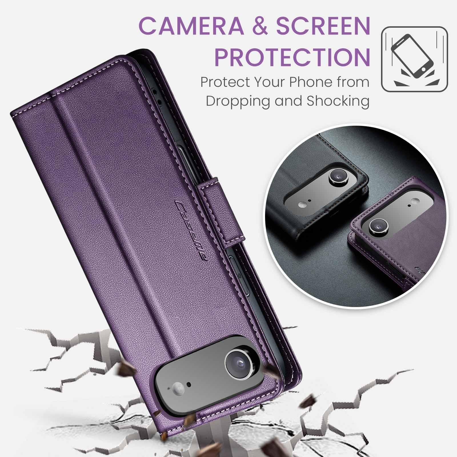 CaseMe 023 iPhone 17 Air RFID Θήκη Πορτοφόλι Δερμάτινη – Purple
