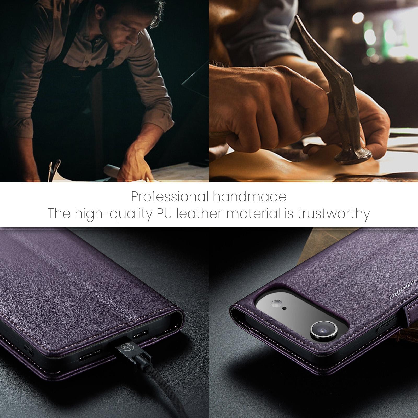 CaseMe 023 iPhone 17 Air RFID Θήκη Πορτοφόλι Δερμάτινη – Purple