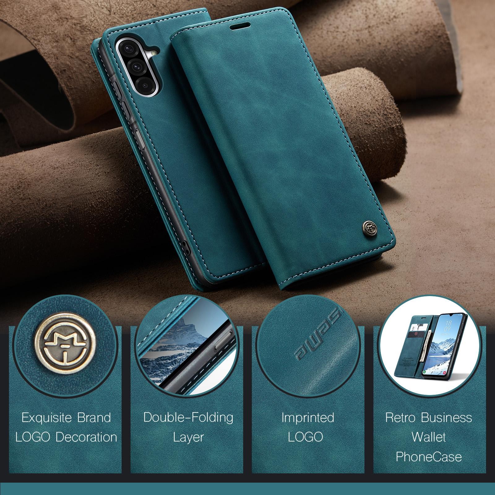 CaseMe 013 Samsung Galaxy A26 5G Retro Leather Θήκη Βιβλίο -Blue