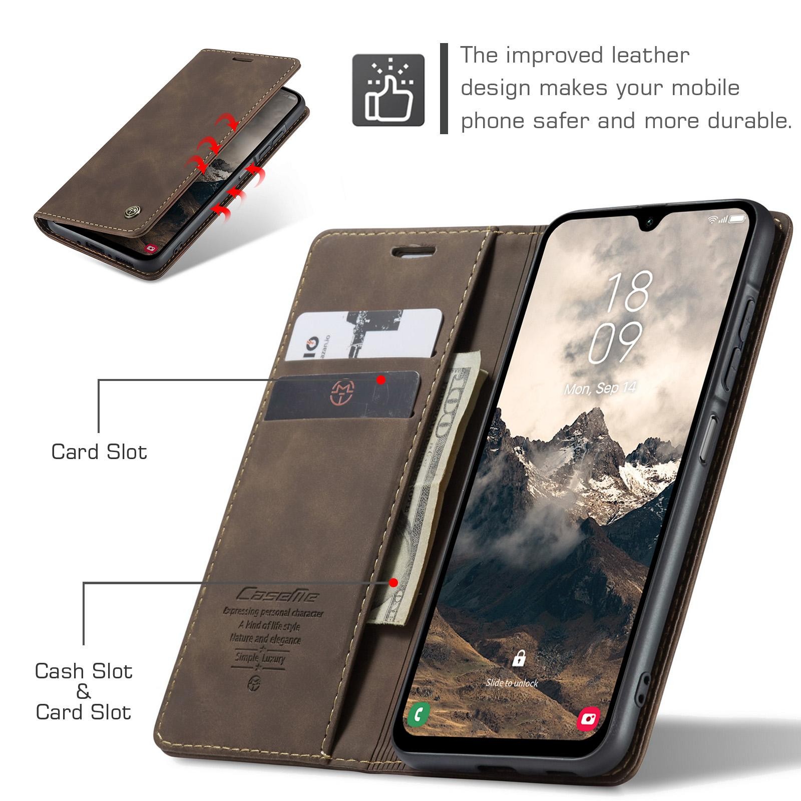 CaseMe 013 Samsung Galaxy A26 5G Retro Leather Θήκη Βιβλίο -Coffee