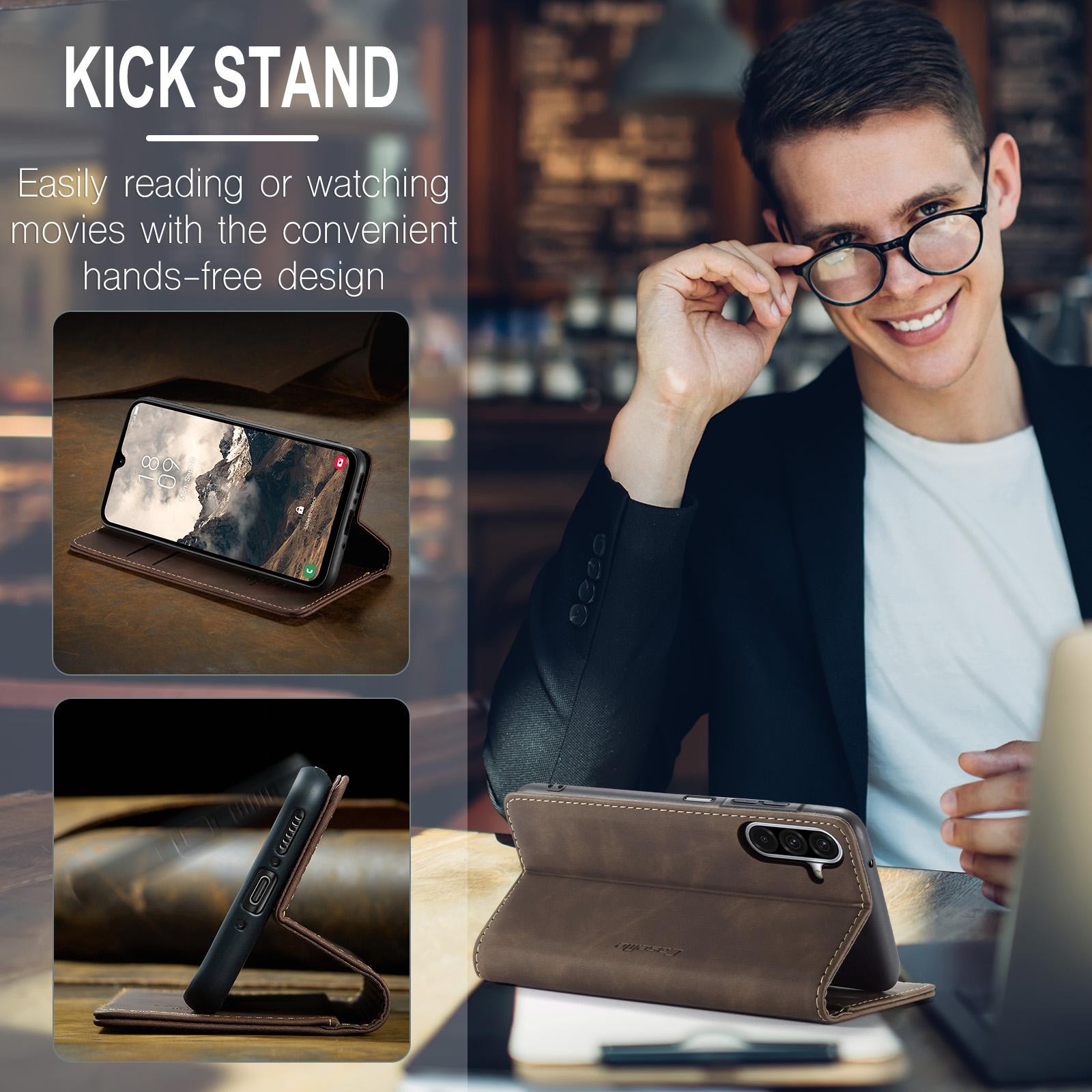 CaseMe 013 Samsung Galaxy A26 5G Retro Leather Θήκη Βιβλίο -Coffee