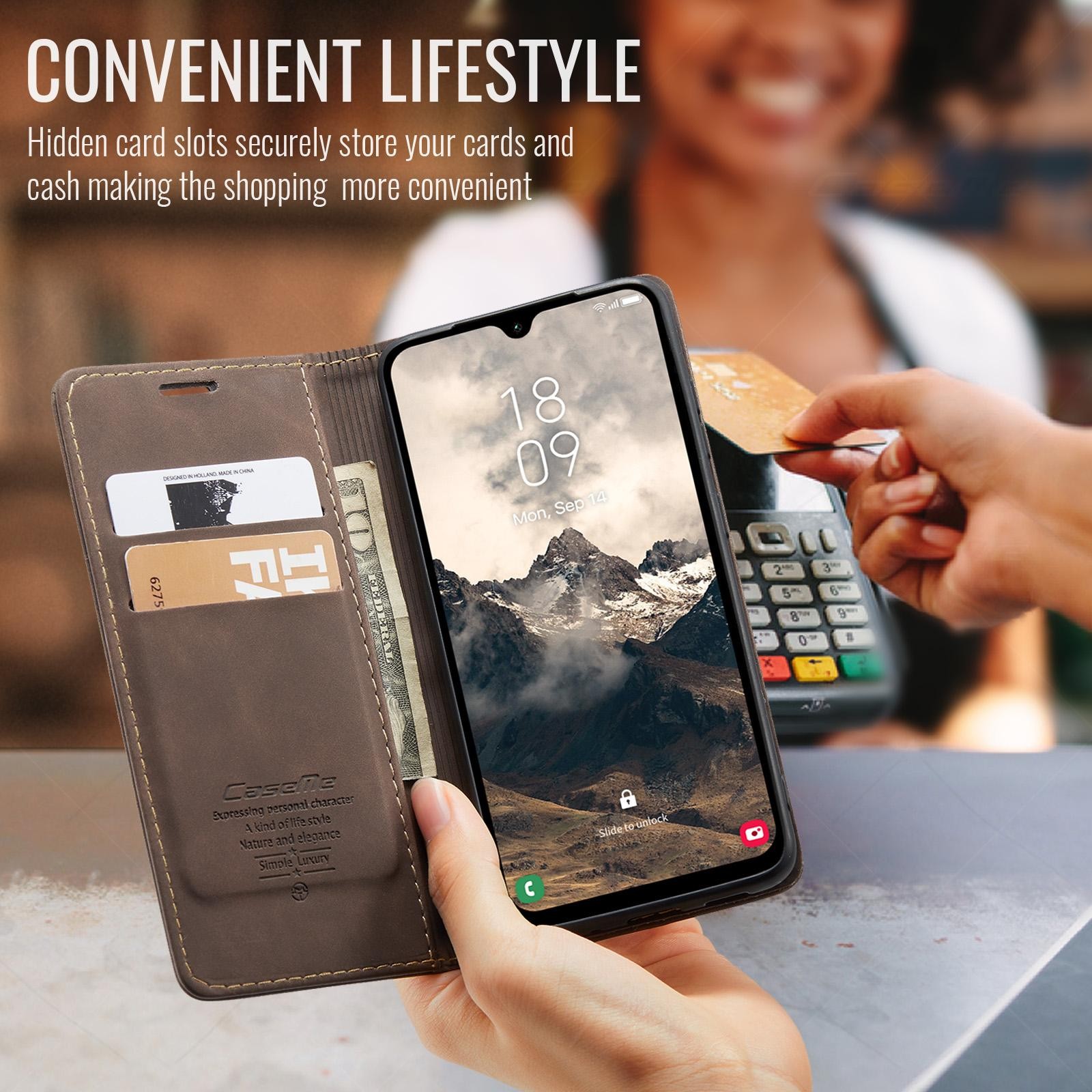CaseMe 013 Samsung Galaxy A26 5G Retro Leather Θήκη Βιβλίο -Coffee