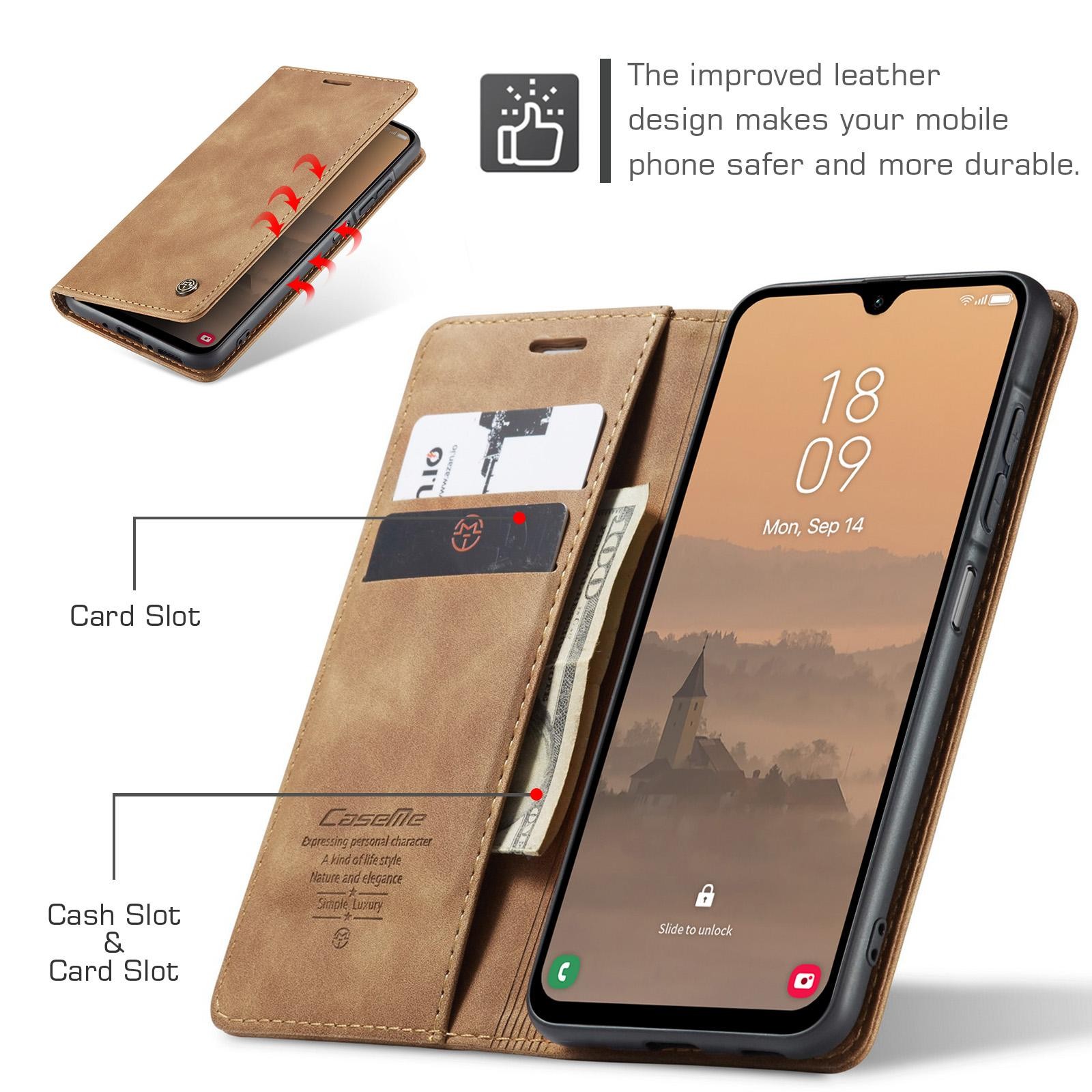 CaseMe 013 Samsung Galaxy A26 5G Retro Leather Θήκη Βιβλίο–Brown