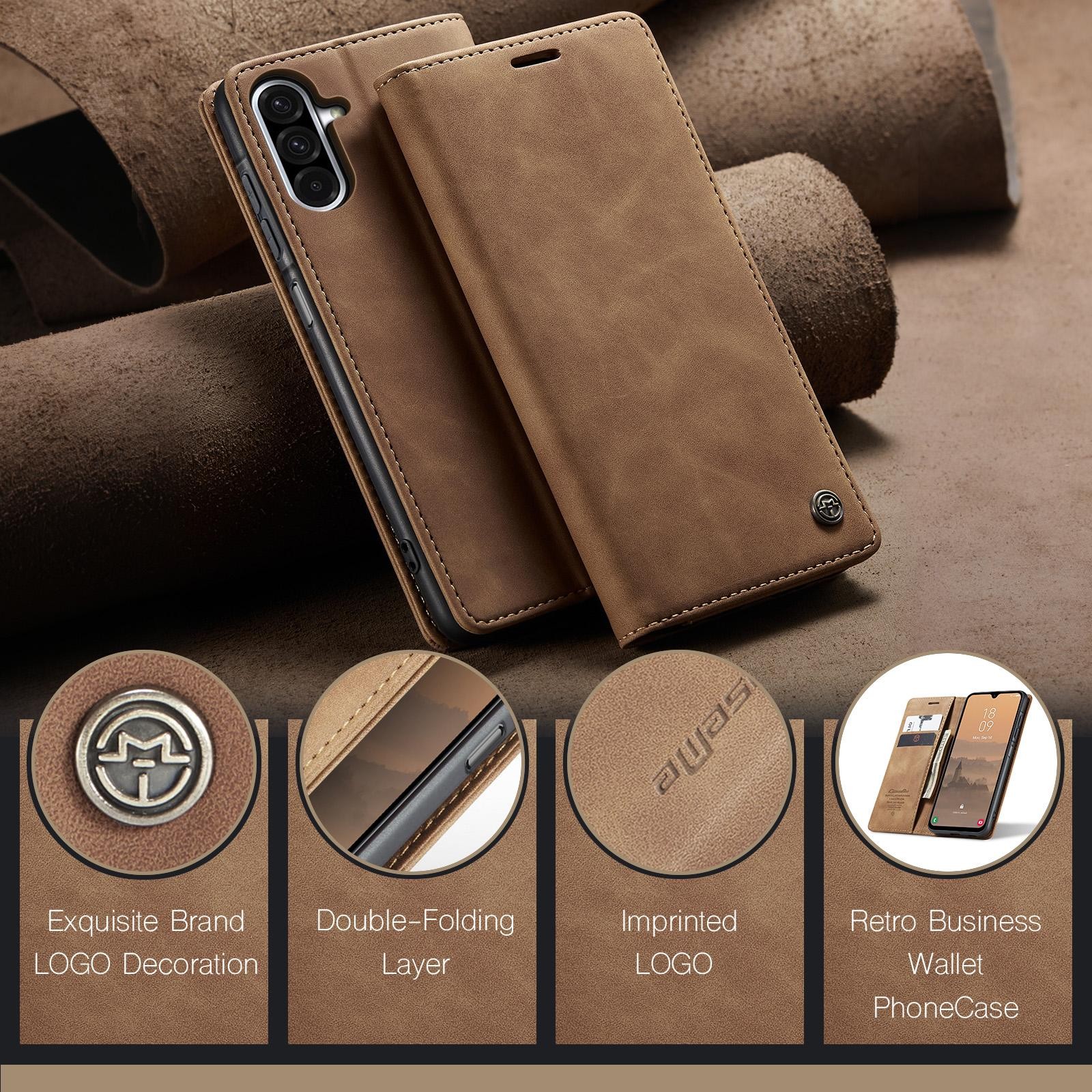 CaseMe 013 Samsung Galaxy A26 5G Retro Leather Θήκη Βιβλίο–Brown