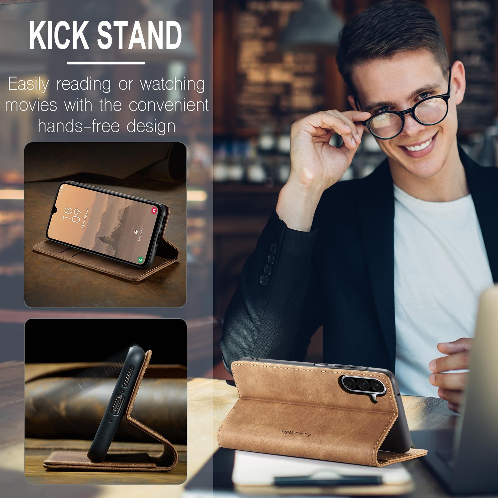CaseMe 013 Samsung Galaxy A26 5G Retro Leather Θήκη Βιβλίο–Brown