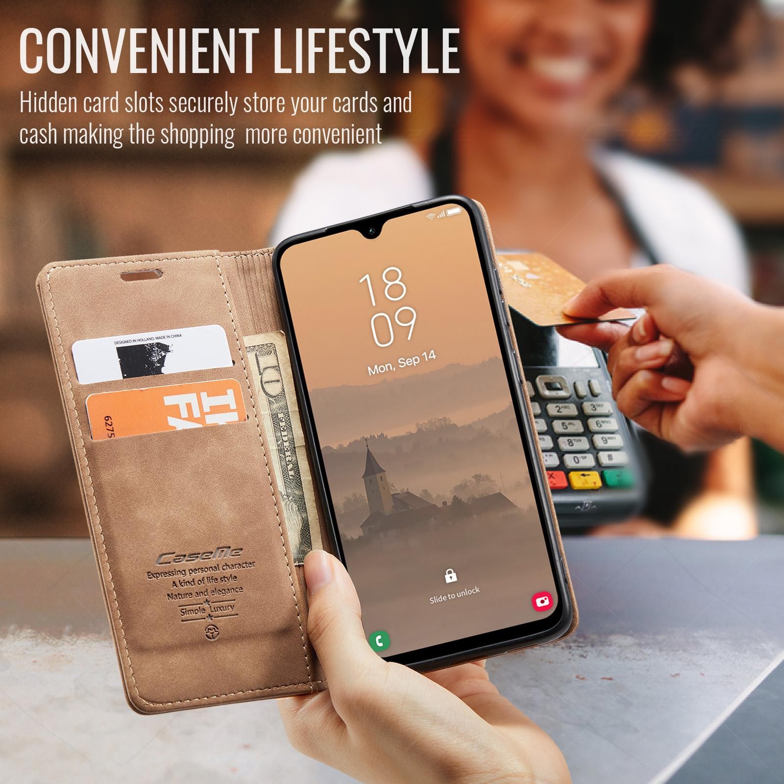 CaseMe 013 Samsung Galaxy A26 5G Retro Leather Θήκη Βιβλίο–Brown
