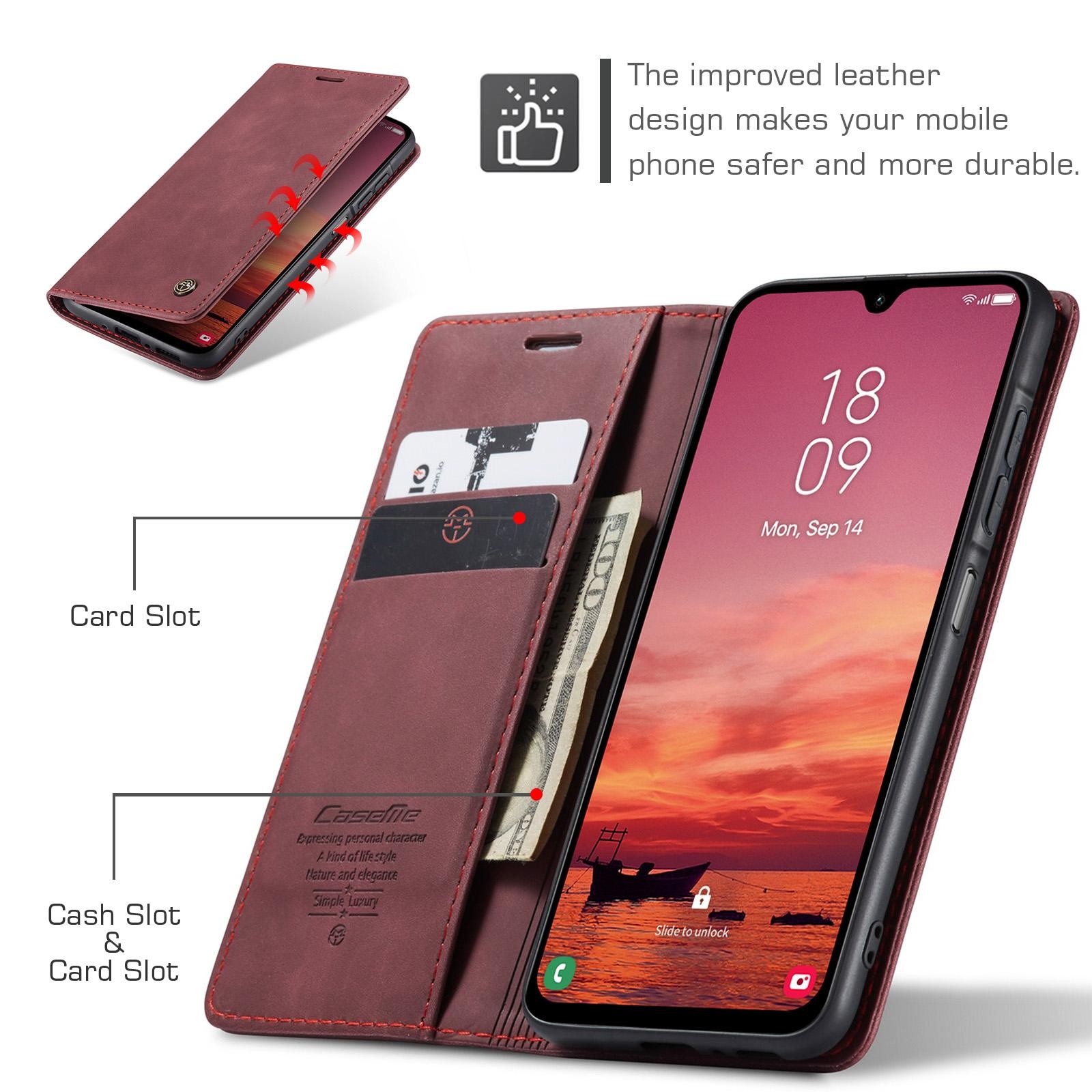 CaseMe 013 Samsung Galaxy A26 5G Retro Leather Θήκη Βιβλίο - Red