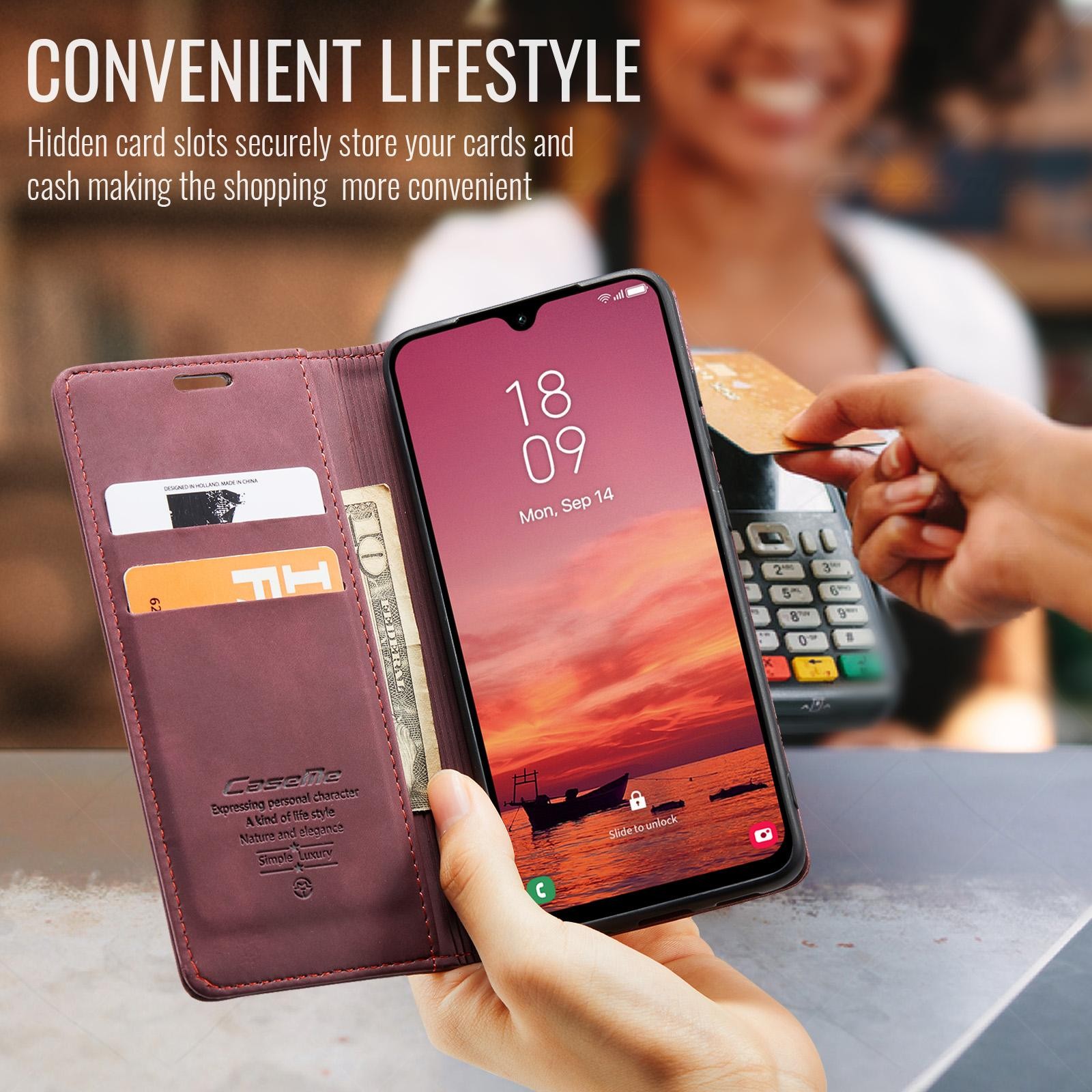 CaseMe 013 Samsung Galaxy A26 5G Retro Leather Θήκη Βιβλίο - Red