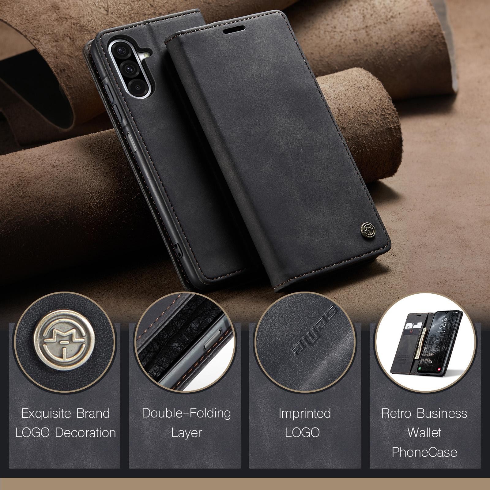 CaseMe 013 Samsung Galaxy A26 5G Retro Leather Θήκη Βιβλίο - Black