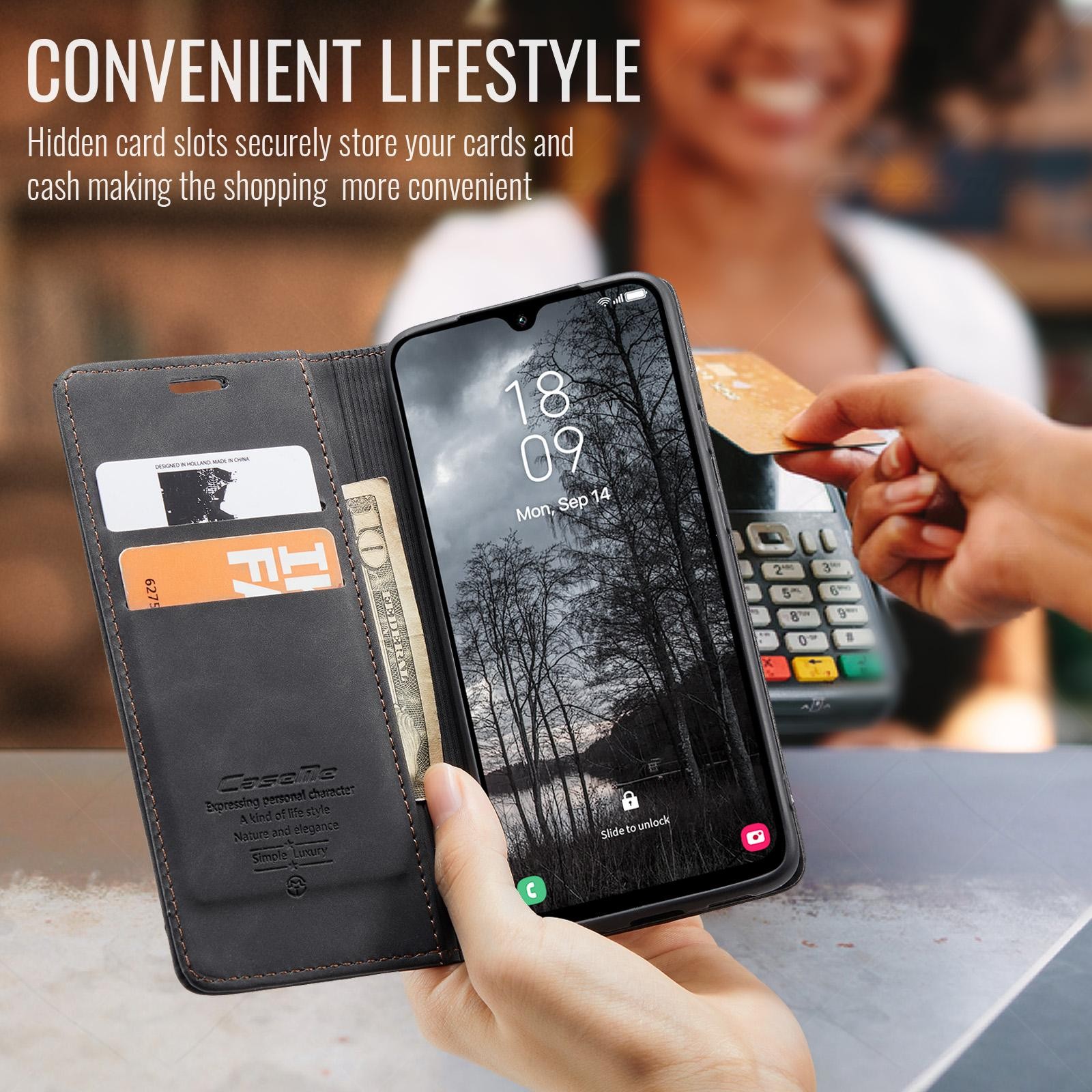 CaseMe 013 Samsung Galaxy A26 5G Retro Leather Θήκη Βιβλίο - Black
