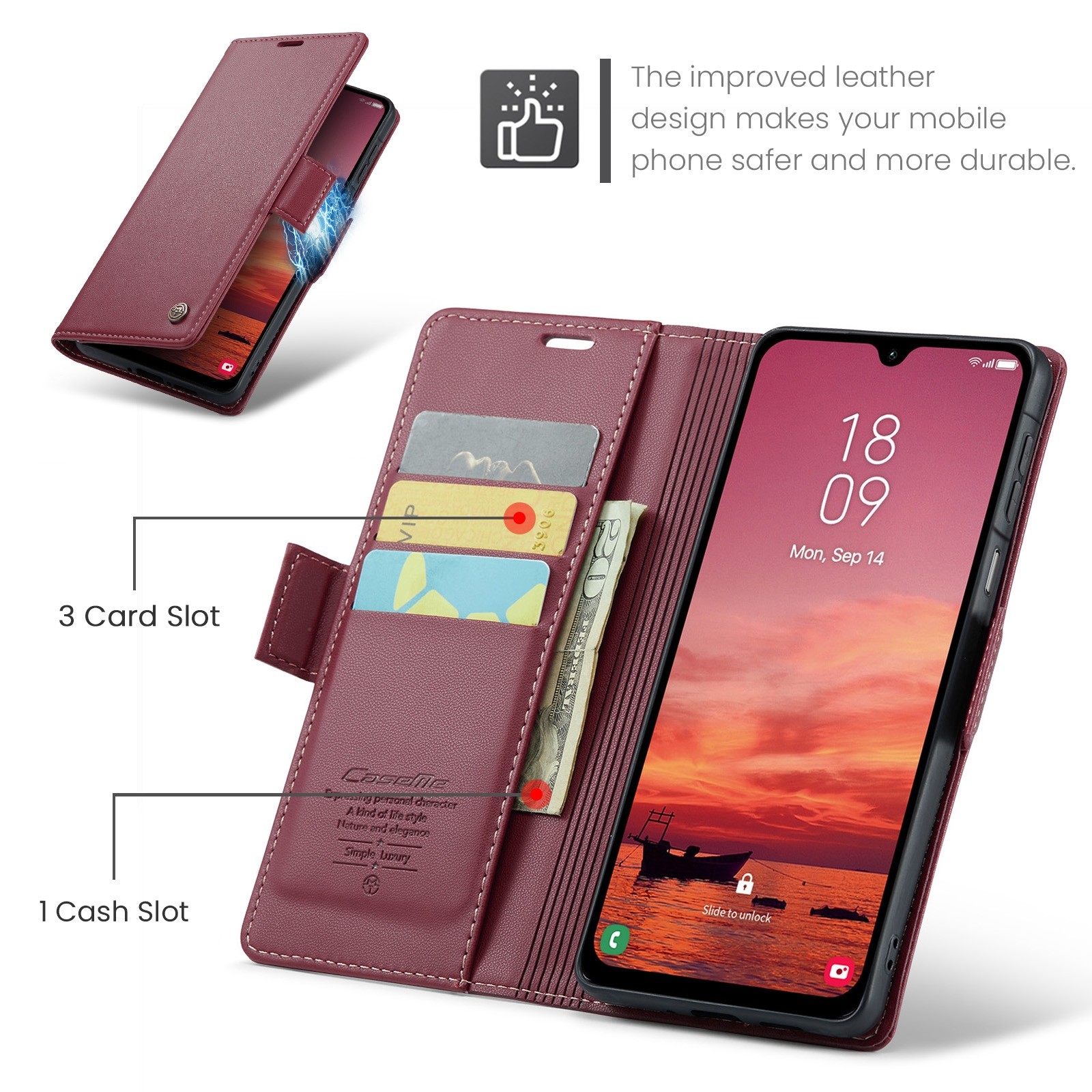 CaseMe 023 Samsung Galaxy A26 5G RFID Θήκη Πορτοφόλι Δερμάτινη –Red