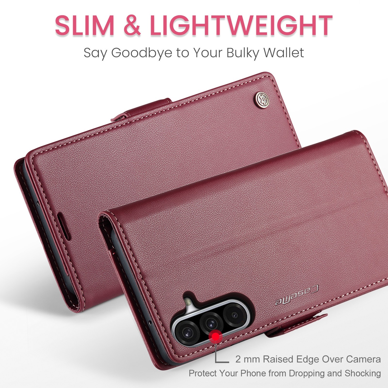 CaseMe 023 Samsung Galaxy A26 5G RFID Θήκη Πορτοφόλι Δερμάτινη –Red