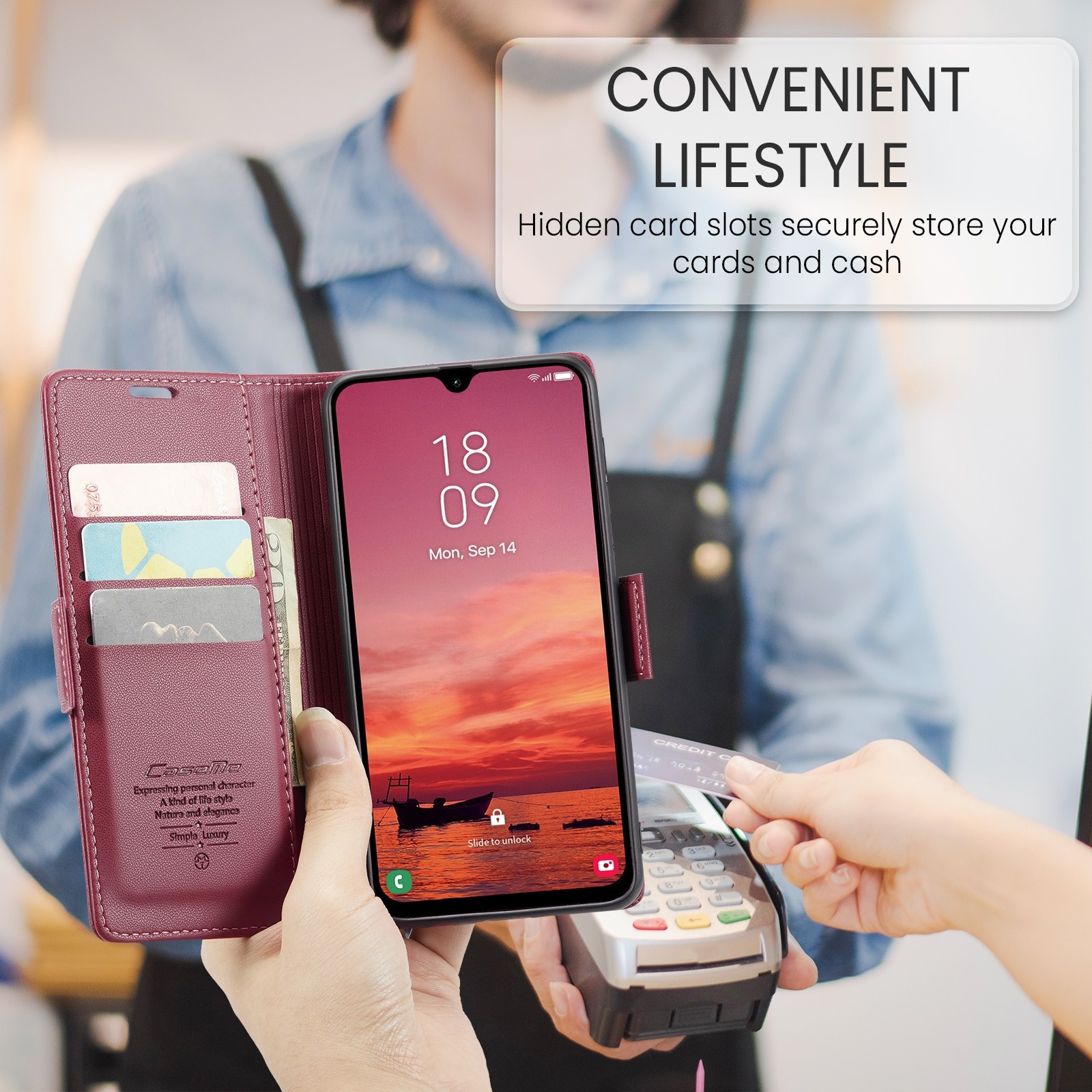CaseMe 023 Samsung Galaxy A26 5G RFID Θήκη Πορτοφόλι Δερμάτινη –Red