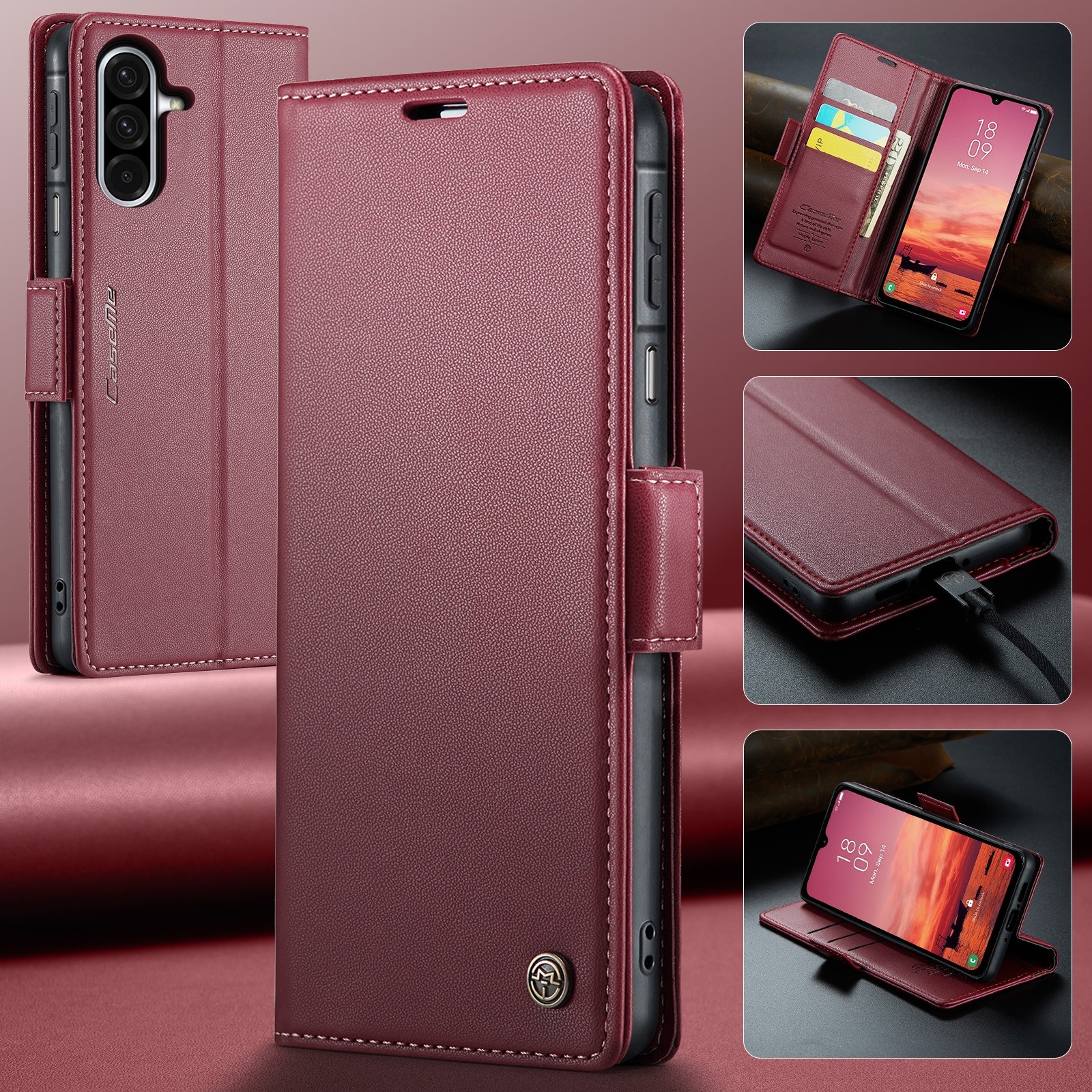 CaseMe 023 Samsung Galaxy A26 5G RFID Θήκη Πορτοφόλι Δερμάτινη –Red