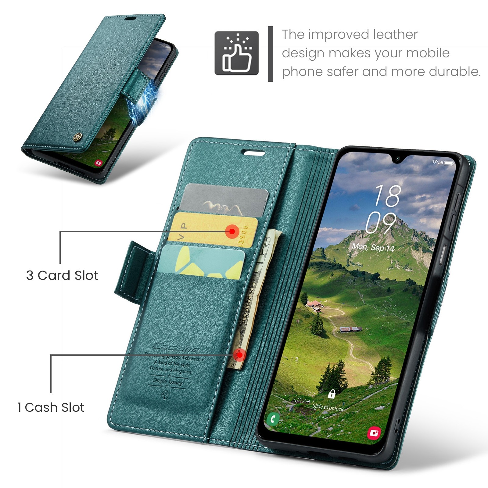 CaseMe 023 Samsung Galaxy A26 5G RFID Θήκη Πορτοφόλι Δερμάτινη –Green