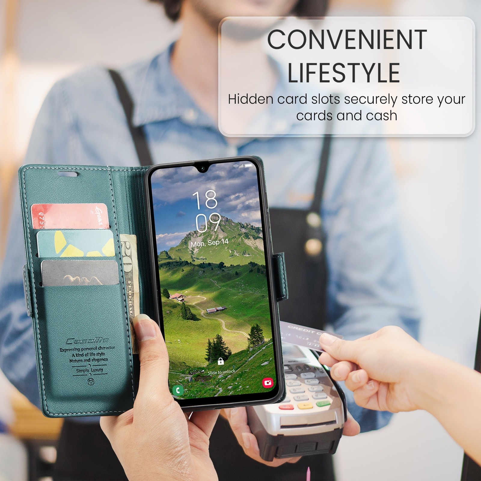 CaseMe 023 Samsung Galaxy A26 5G RFID Θήκη Πορτοφόλι Δερμάτινη –Green