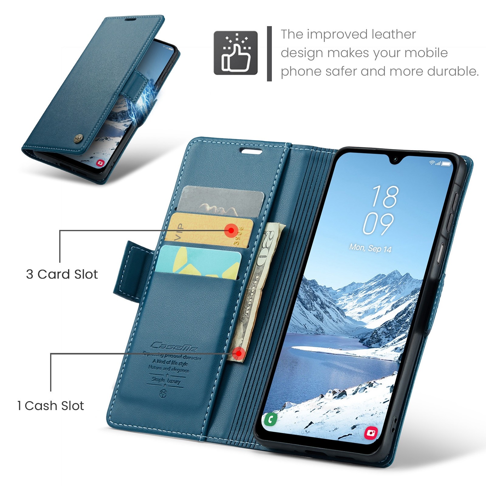 CaseMe 023 Samsung Galaxy A26 5G RFID Θήκη Πορτοφόλι Δερμάτινη –Blue