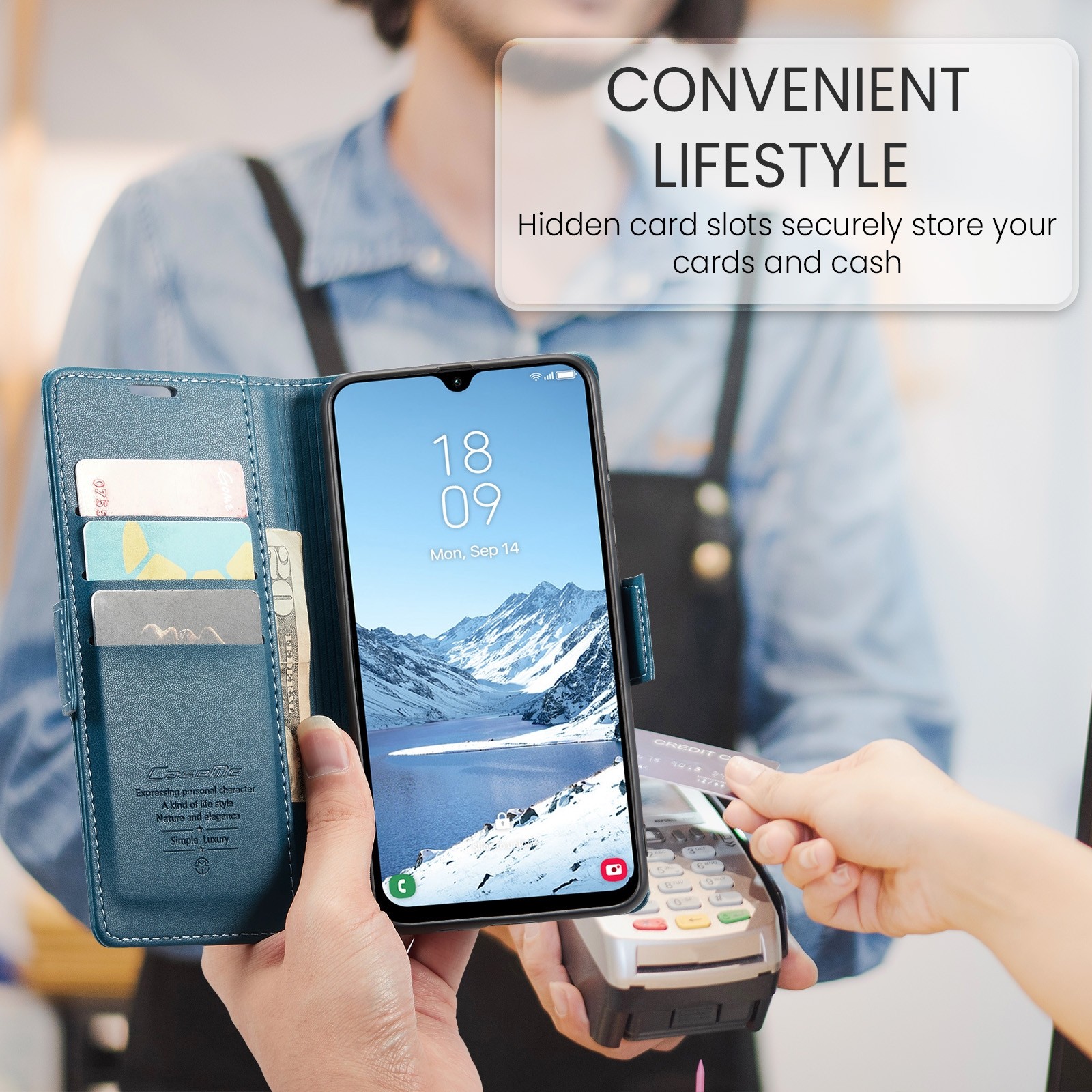 CaseMe 023 Samsung Galaxy A26 5G RFID Θήκη Πορτοφόλι Δερμάτινη –Blue