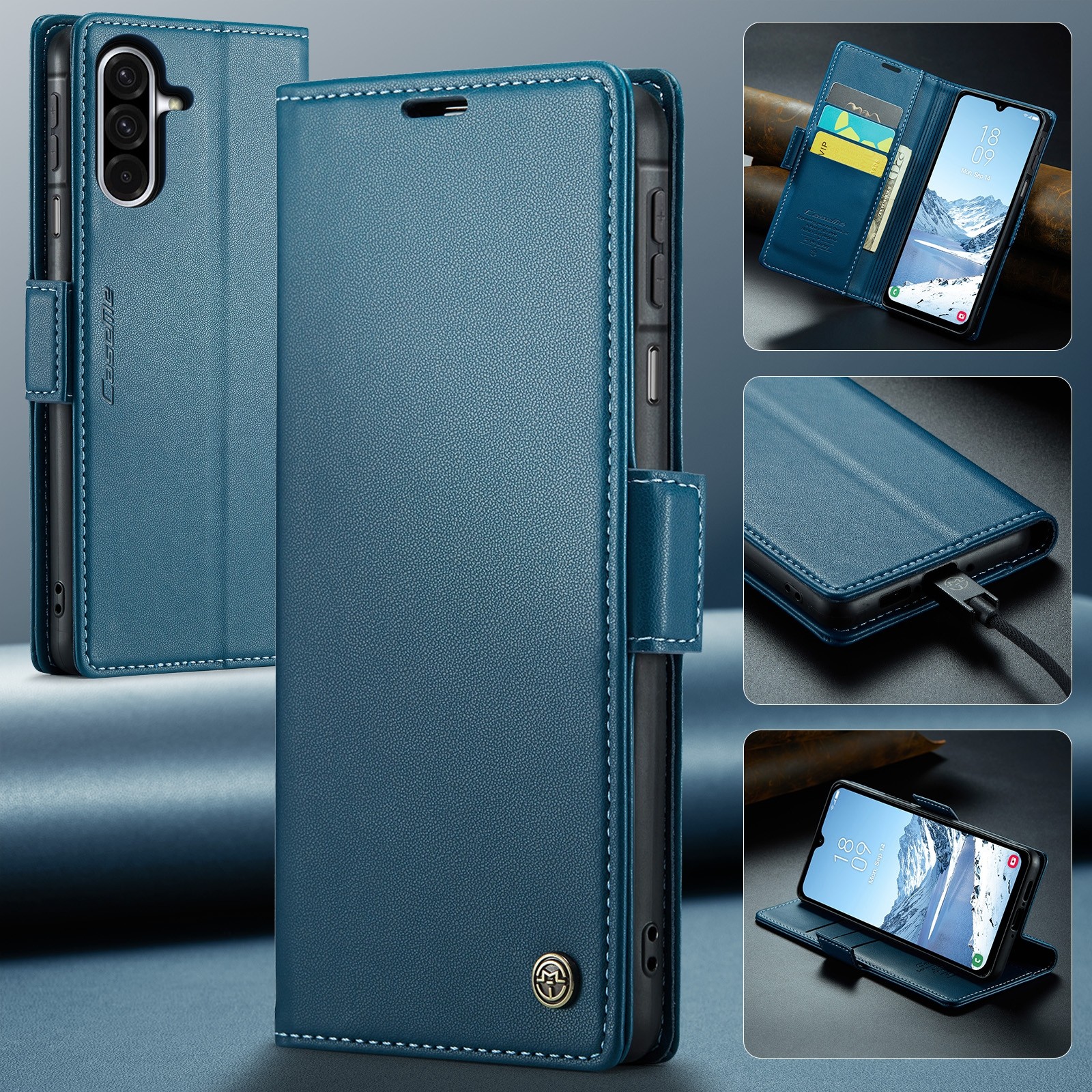CaseMe 023 Samsung Galaxy A26 5G RFID Θήκη Πορτοφόλι Δερμάτινη –Blue