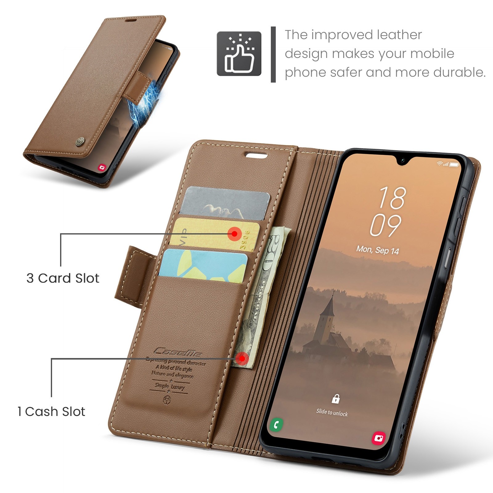 CaseMe 023 Samsung Galaxy A26 5G RFID Θήκη Πορτοφόλι Δερμάτινη – Brown